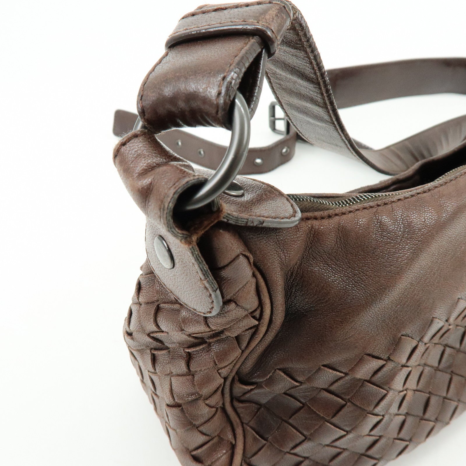 BOTTEGA VENETA Intrecciato Leather Shoulder Crossbody Bag Brown