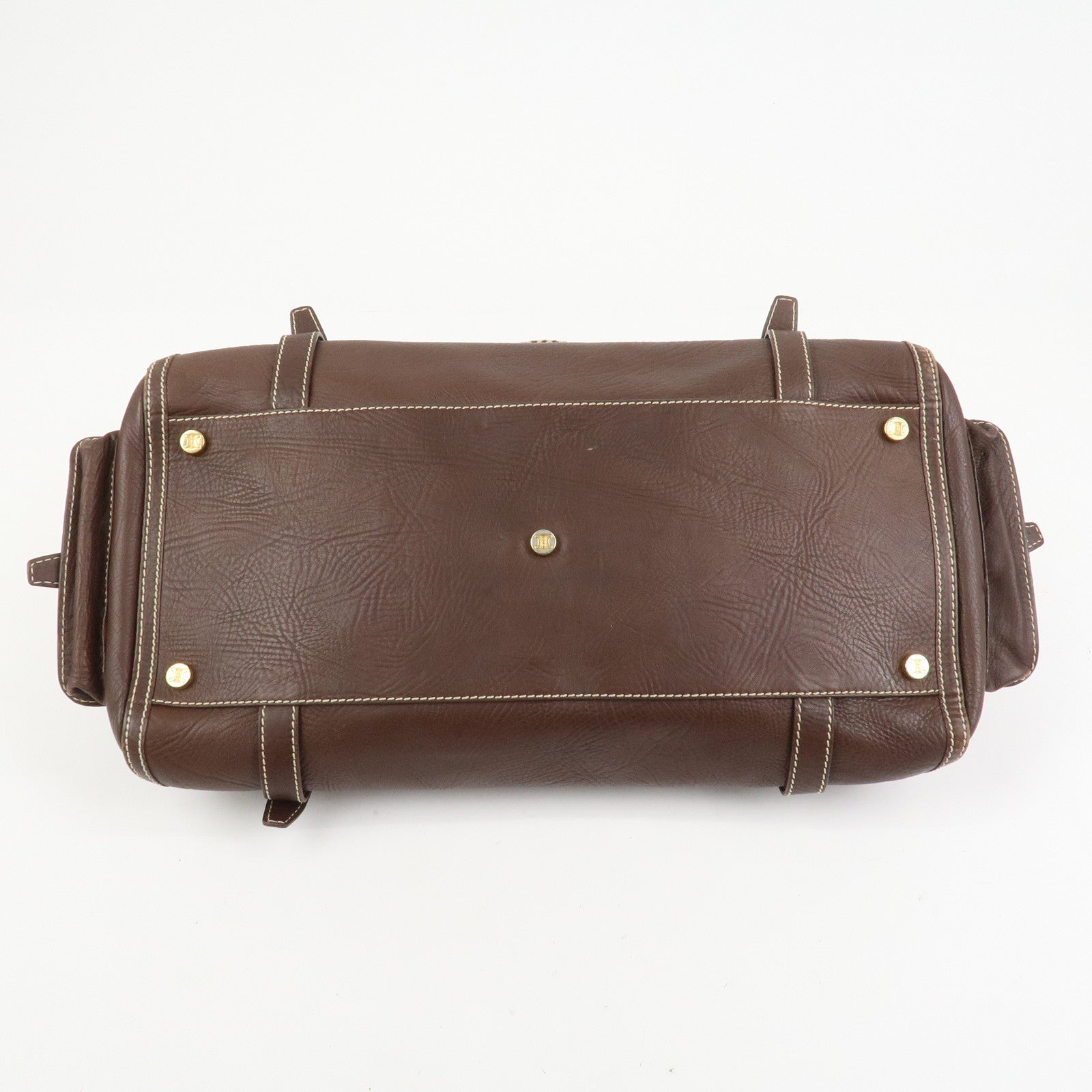 CELINE Logo Leather Boogie Bag Large Tote Bag Hand Bag Brown