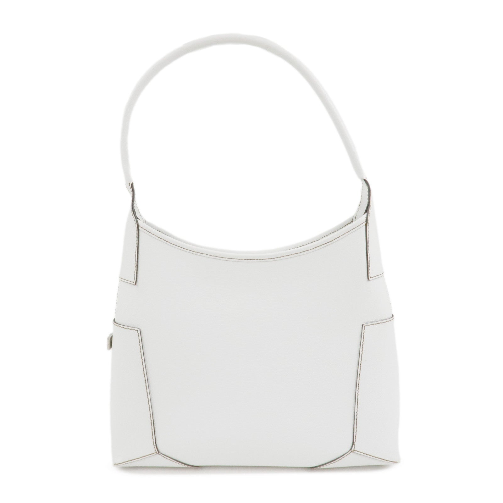 Ferragamo Logo Leather Shoulder Bag Hand Bag White