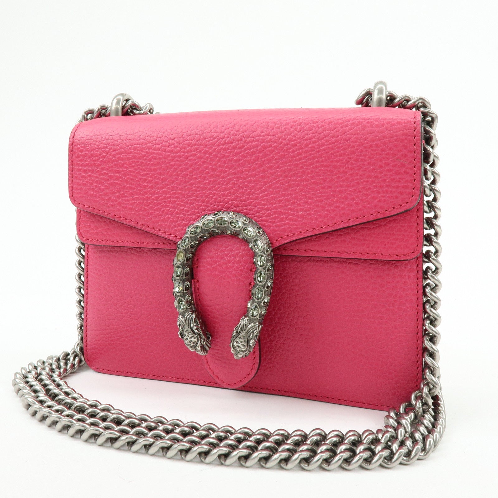GUCCI Dionysus Leather Small Chain  Shoulder Bag Hot Pink 421970