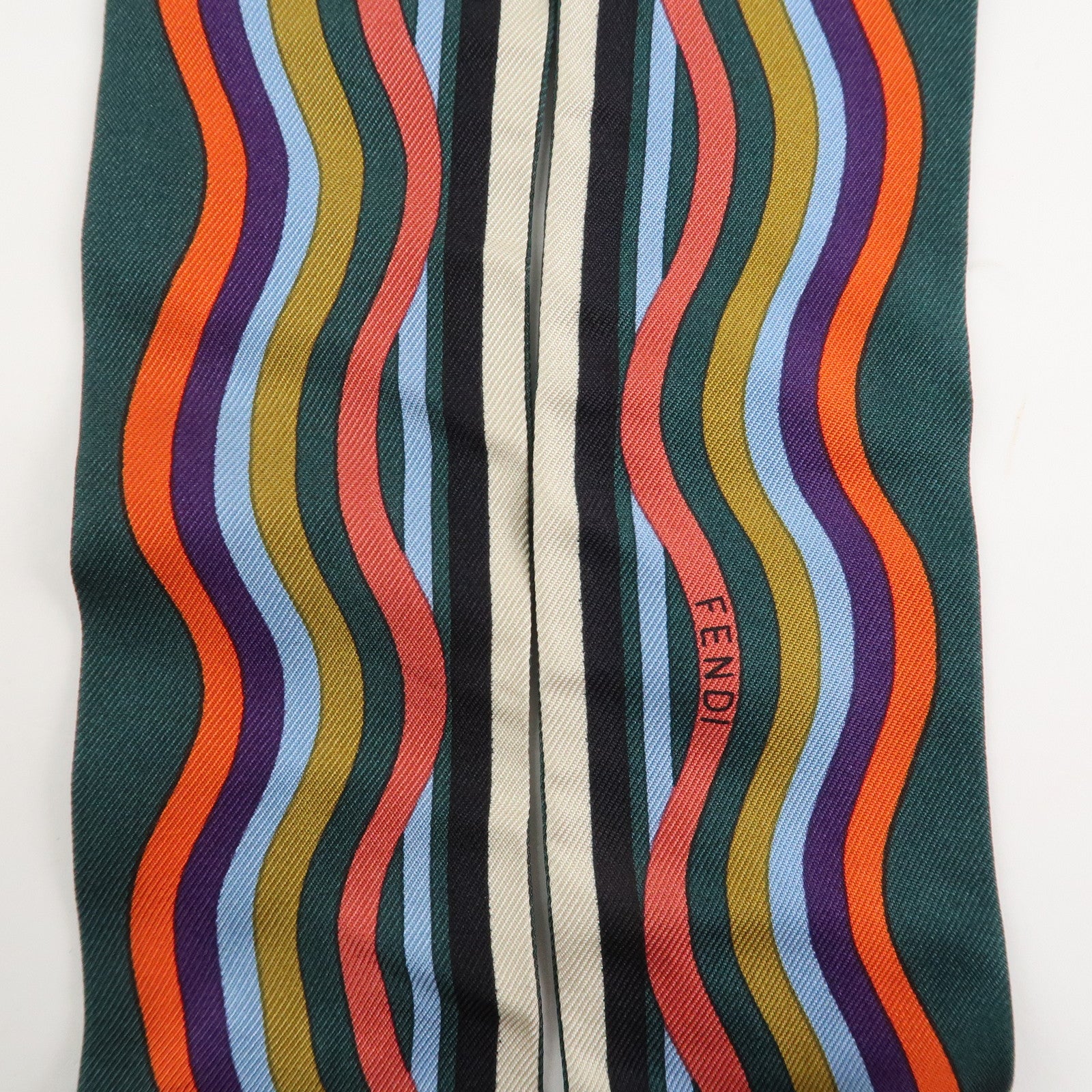 FENDI Silk Scarf Twilly Multicolor Green Used