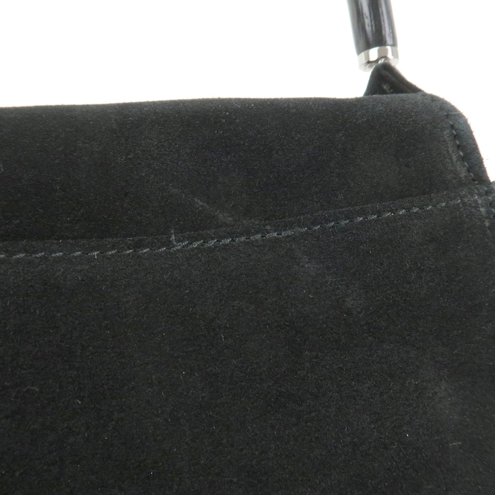 GUCCI  Bamboo Suede Handle Shoulder Bag Hand Bag Black 001・3239