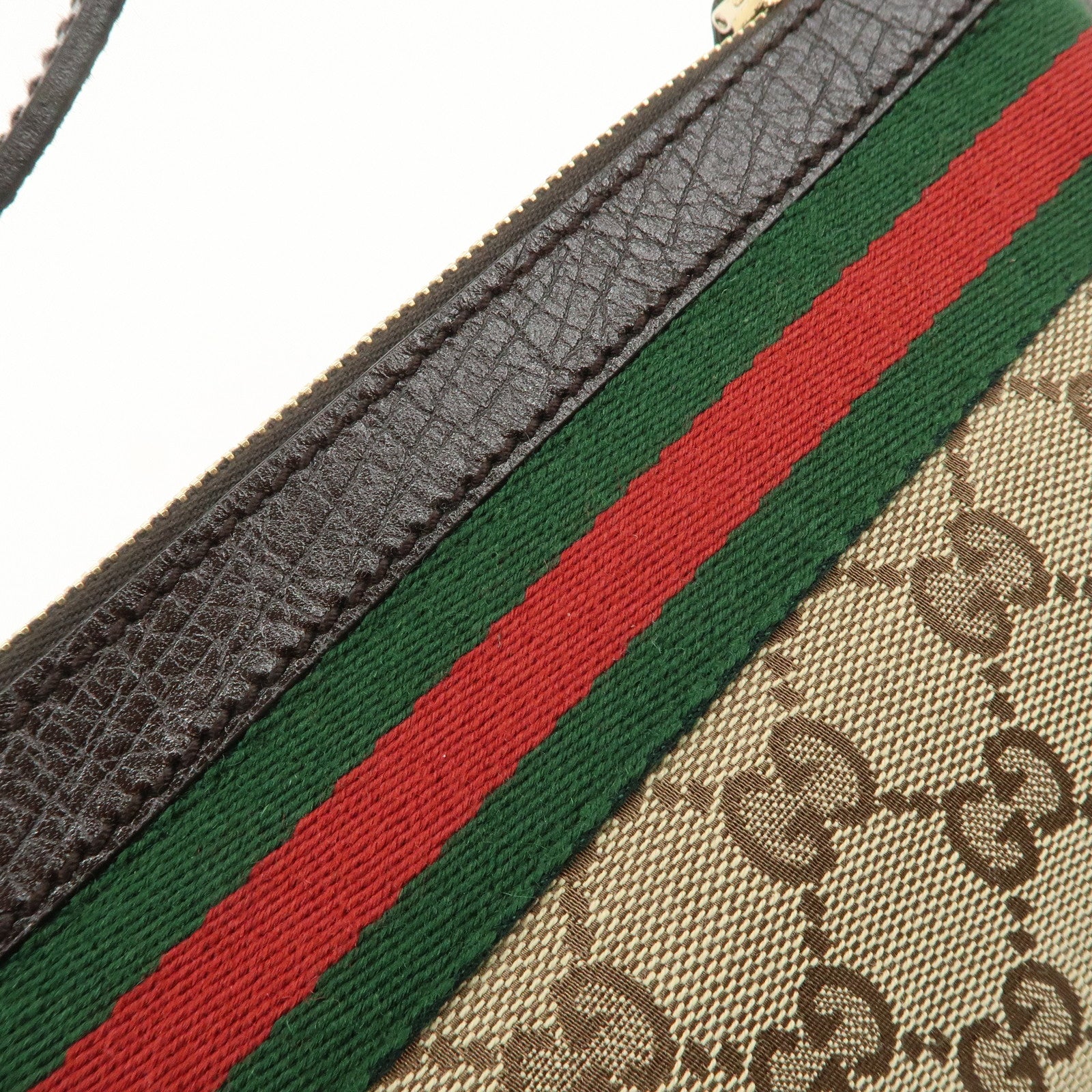 GUCCI Sherry GG Canvas Leather Hand Bag Pouch Boots Bag Charm 145970 Used