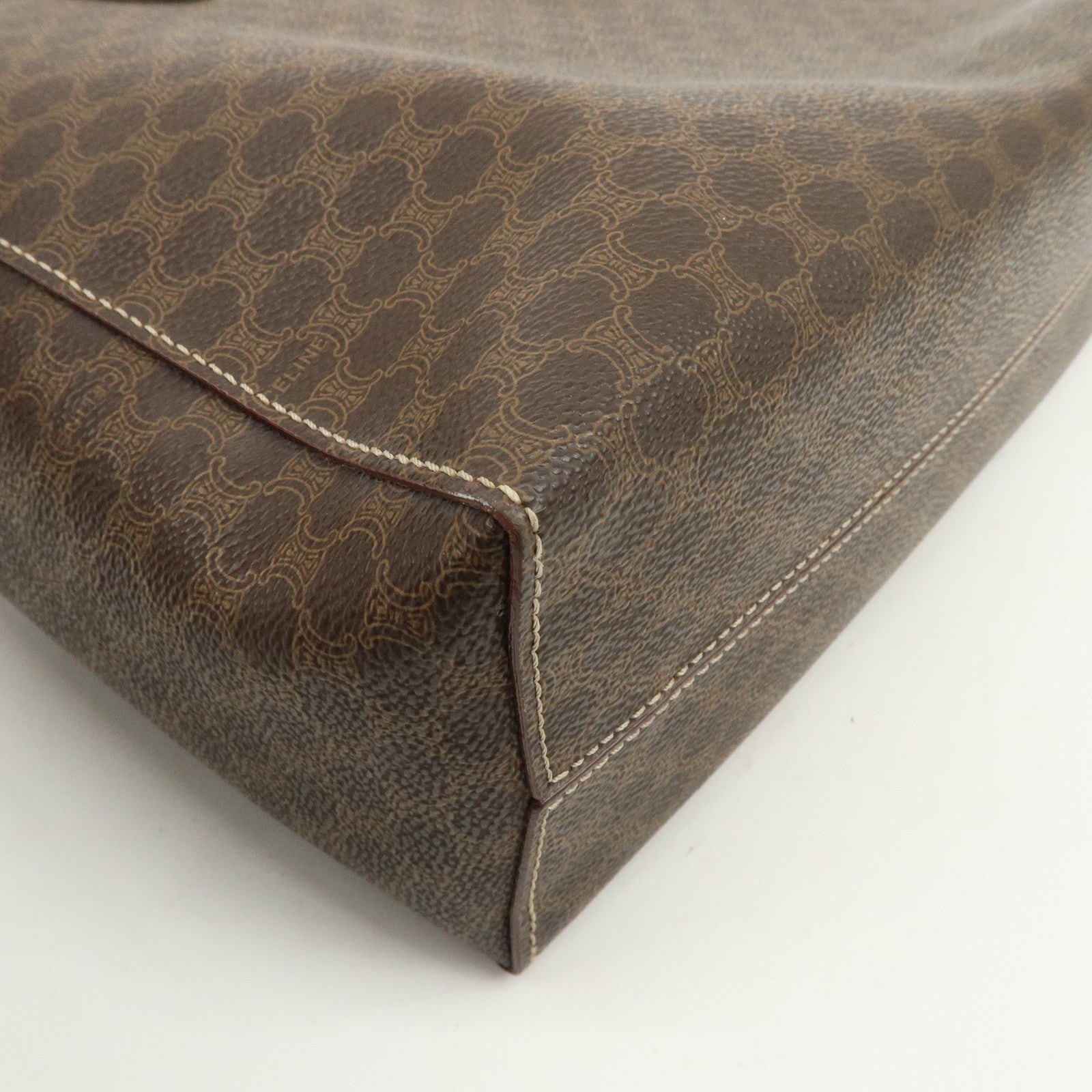 CELINE Macadam PVC Leather Tote Bag Hand Bag Brown