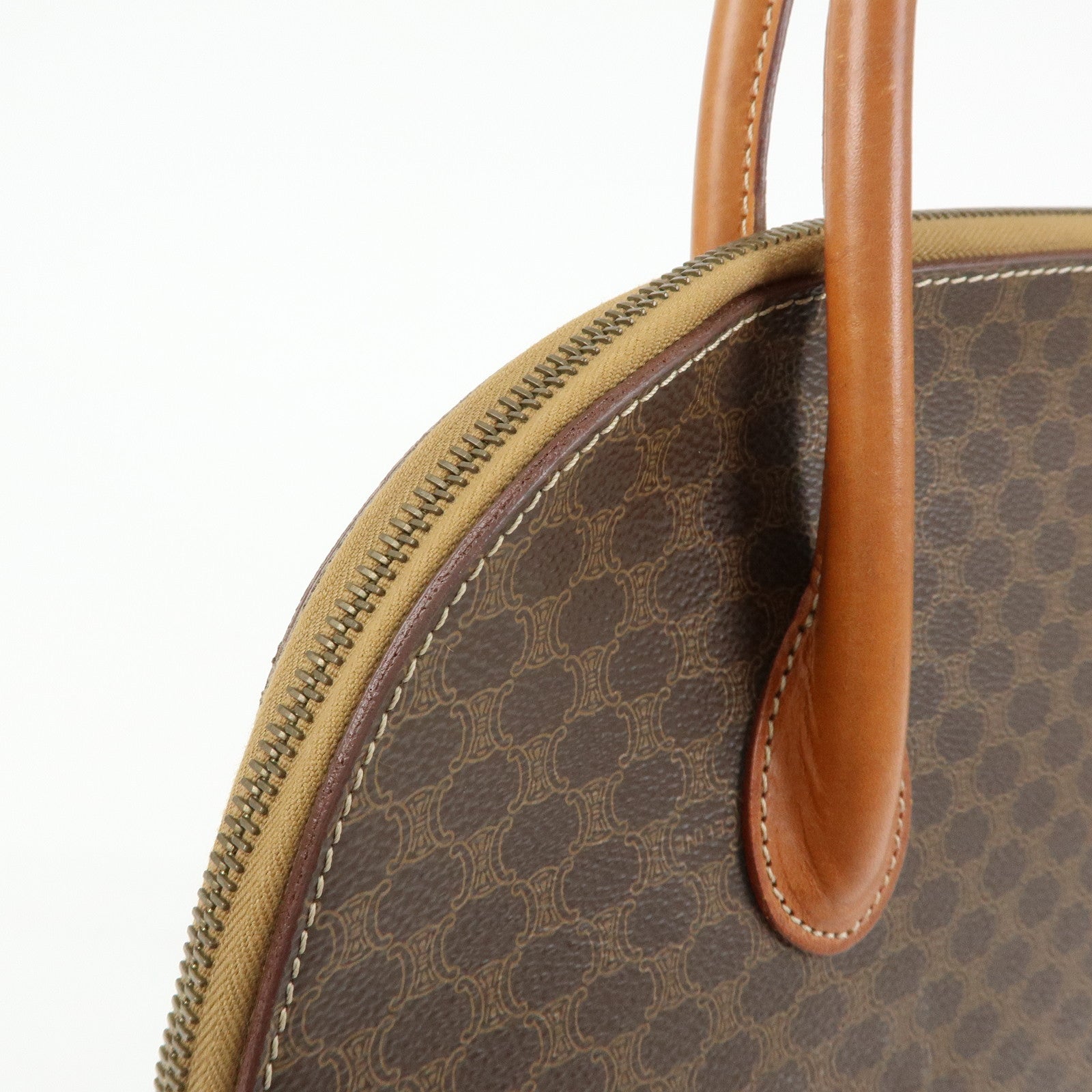 CELINE Macadam PVC Leather 2Way Bag Hand Bag Brown