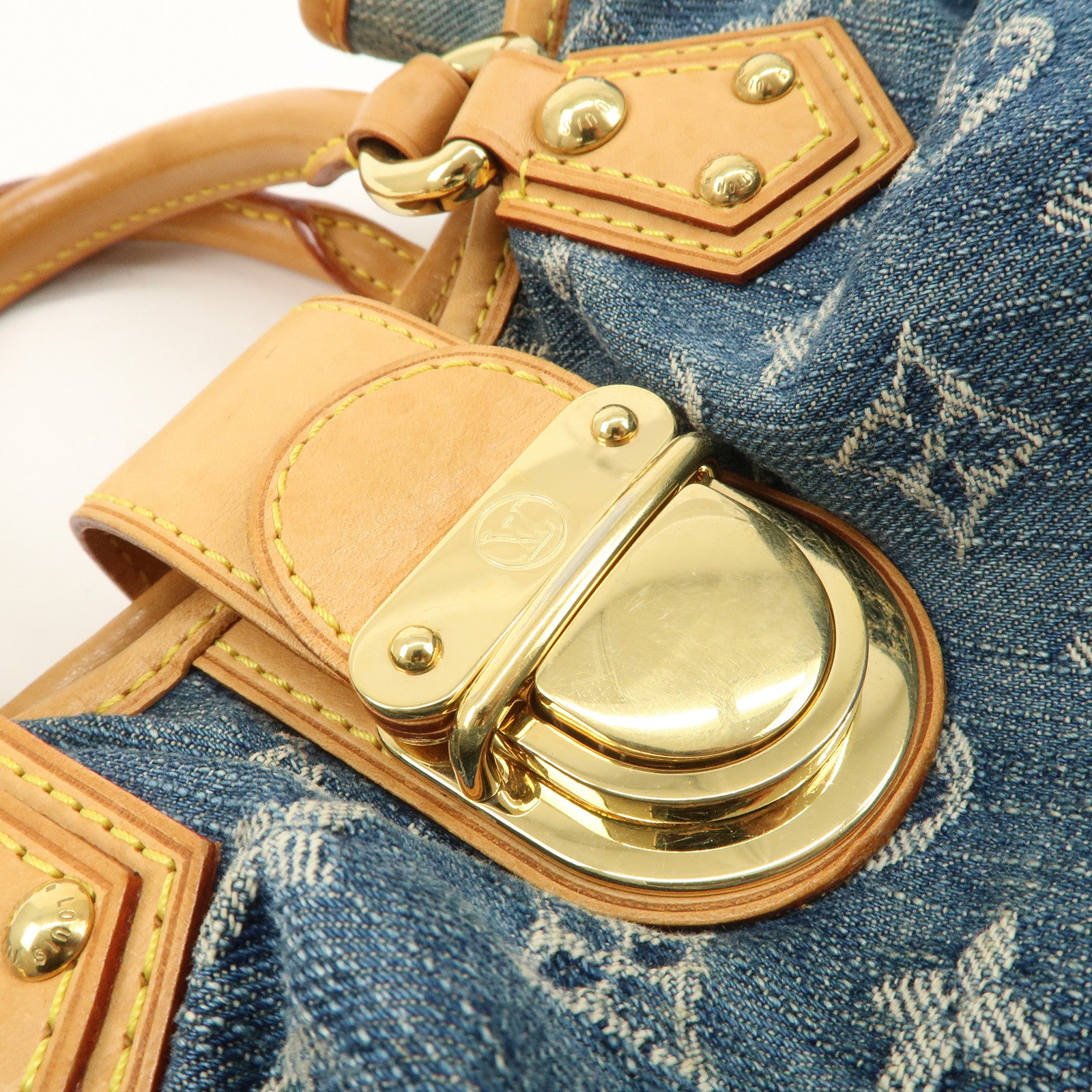 Louis Vuitton Monogram Denim Pleaty Hand Bag Blue M95020