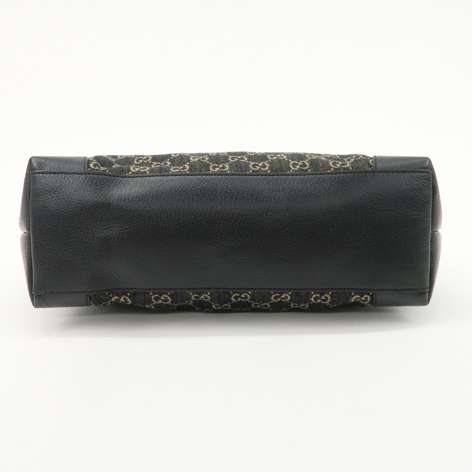 GUCCI GG Canvas Denim Medium Tote Bag Shoulder Bag Black 631685