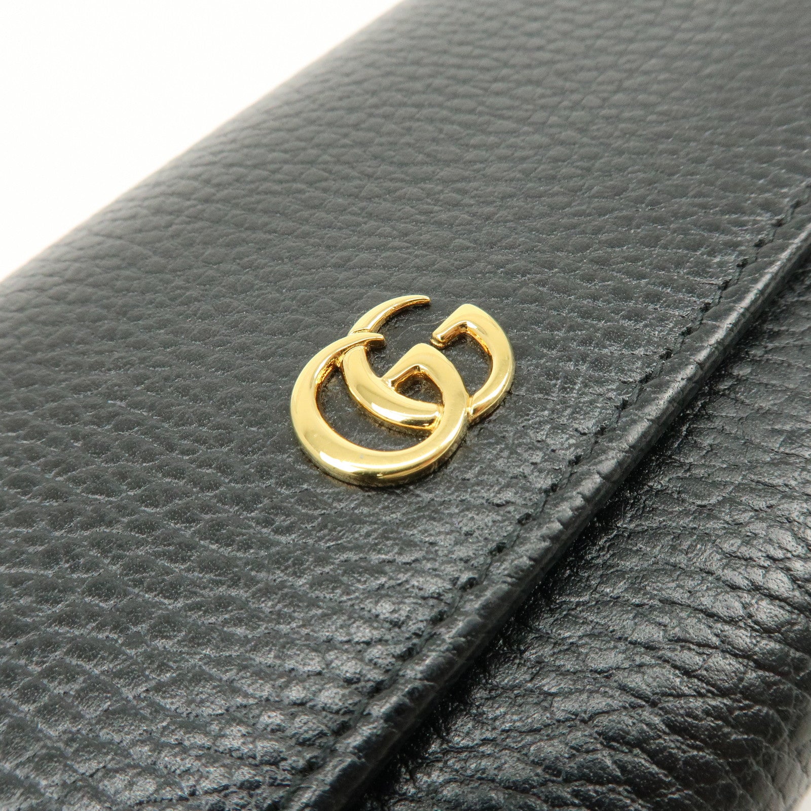 GUCCI GG Marmont Leather Long Flap Wallet Black 456116