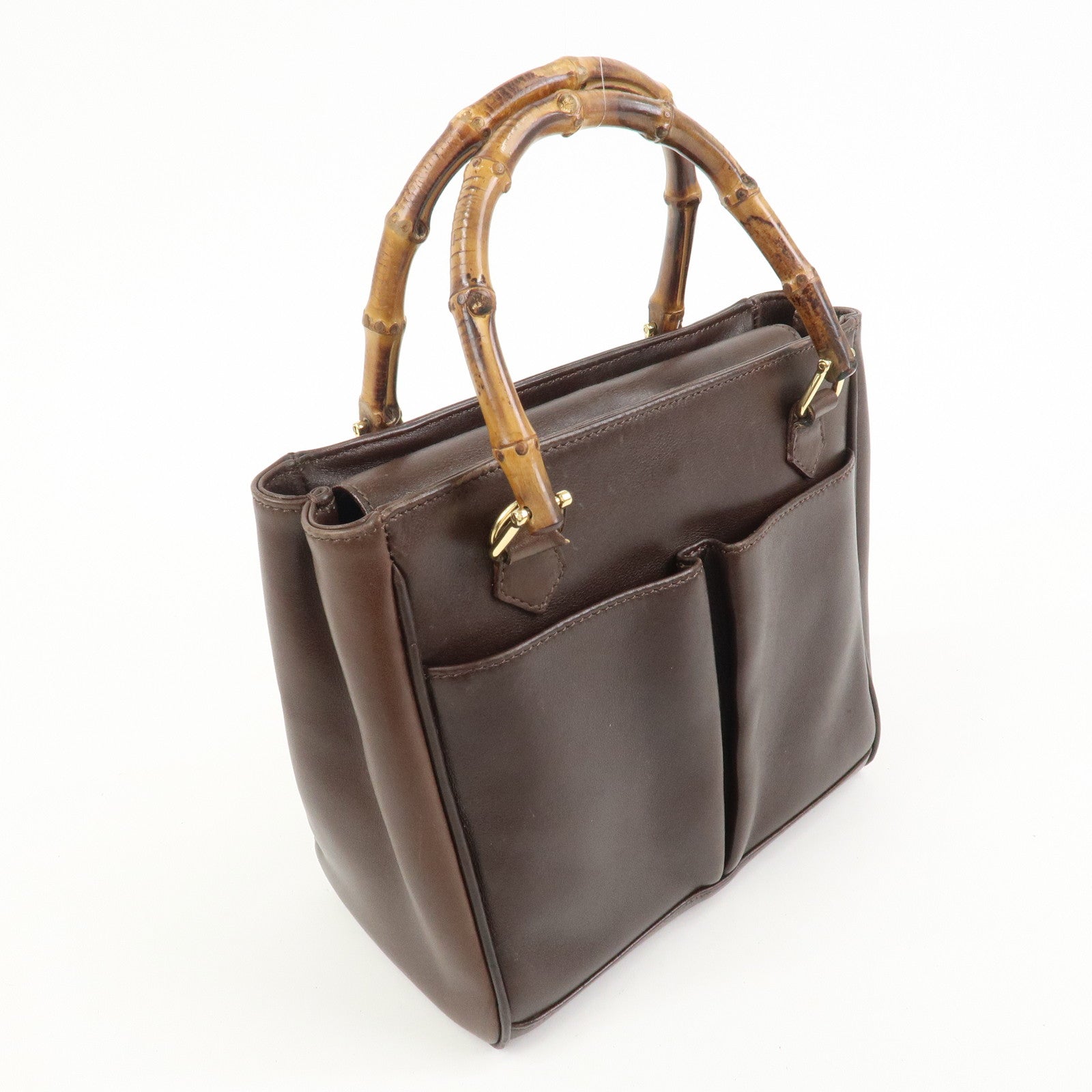 GUCCI Bamboo 2Way Bag Hand Bag Shoulder Bag Brown 000・122