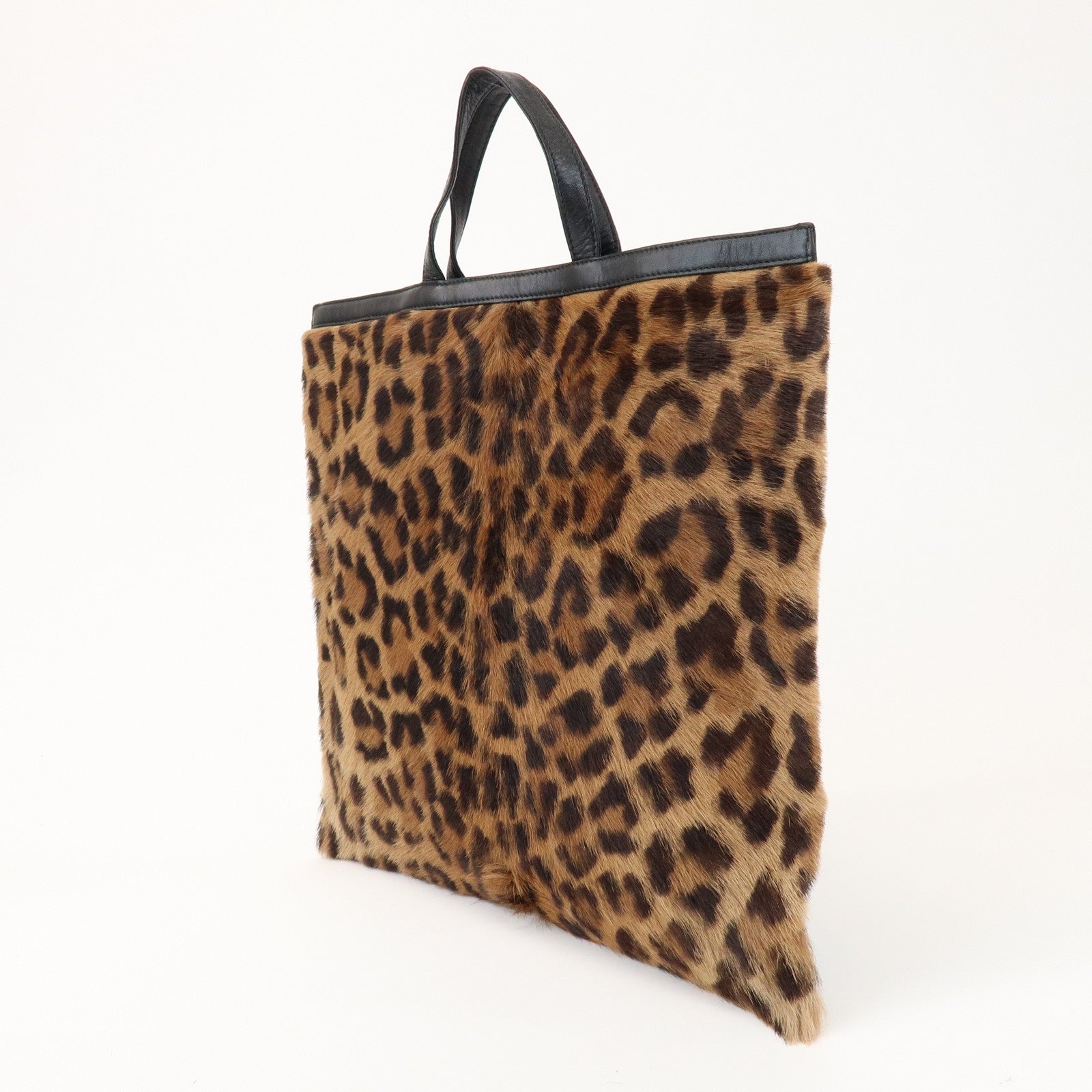 LOEWE Unborn Calf Leather Tote Bag Hand Bag Brown Black