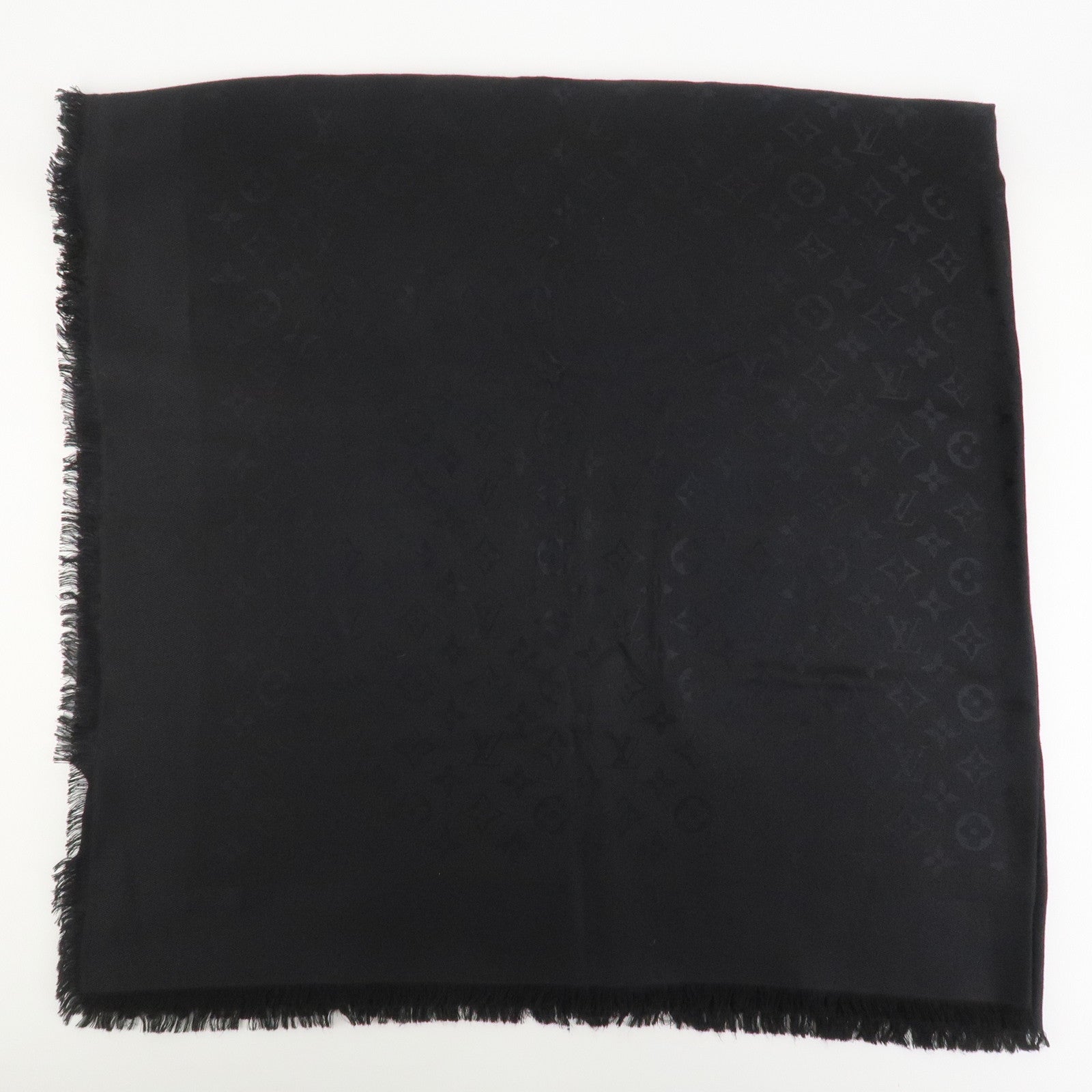 Louis Vuitton Monogram Silk Wool Shawl Anthracite Black M74752