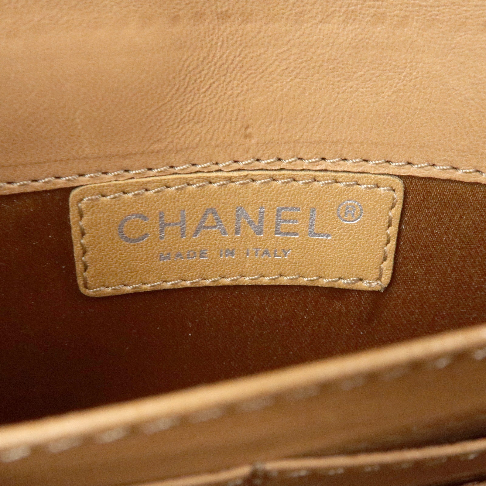 CHANEL Matelasse Denim Leather Chain Shoulder Bag Blue Light Brown