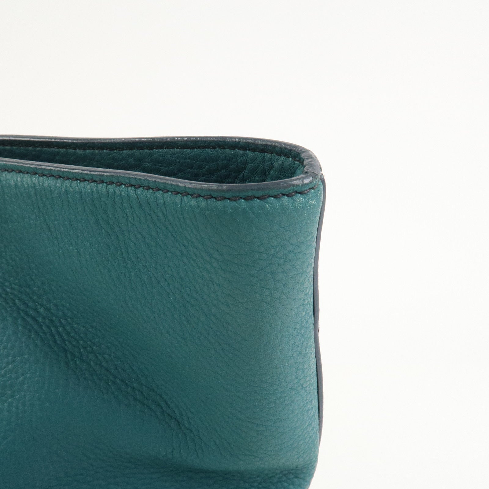 MIU MIU Logo Leather 2Way Bag Hand Bag Shoulder Bag Blue RR1905
