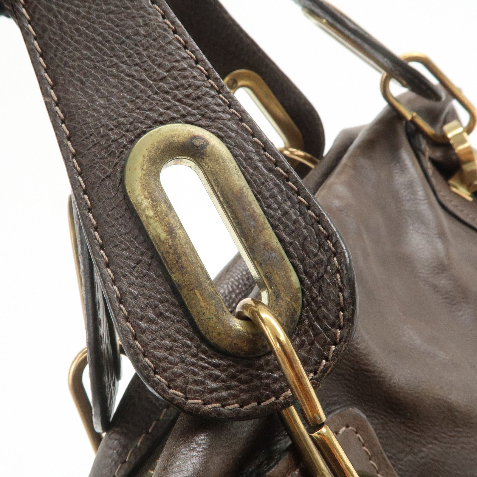 Chloe Paraty Leather 2Way Bag Hand Bag Shoulder Bag Dark Brown