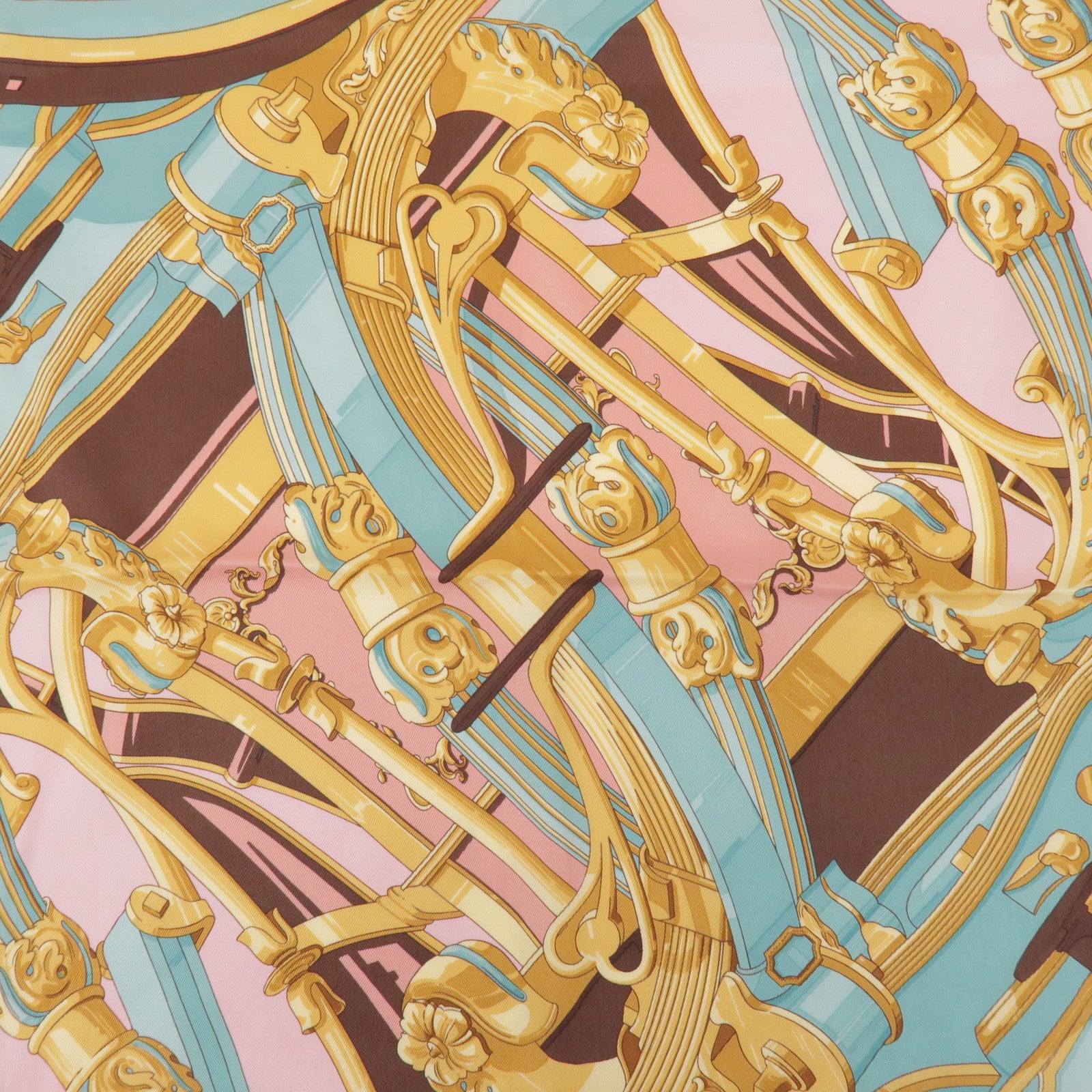 HERMES Carre 70 Silk 100% Scarf RYTHMES Pink Brown