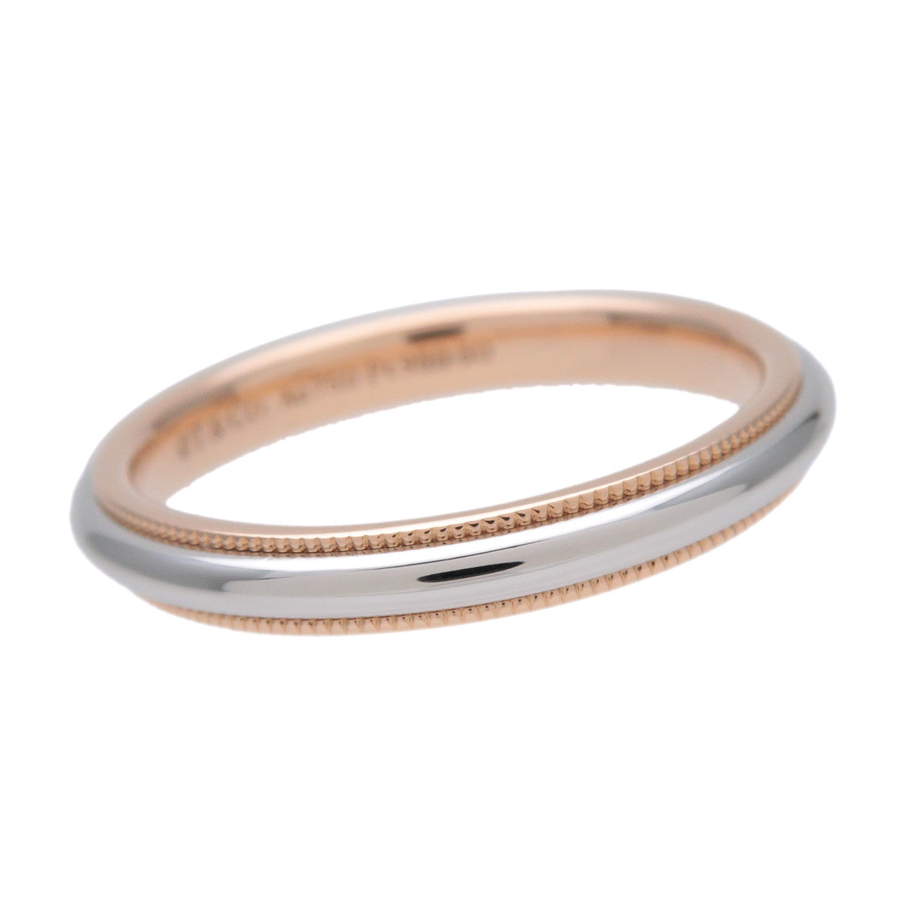 Tiffany&Co. Milgrain Band Ring PT950 750PG Platinum Rose Gold US7.5