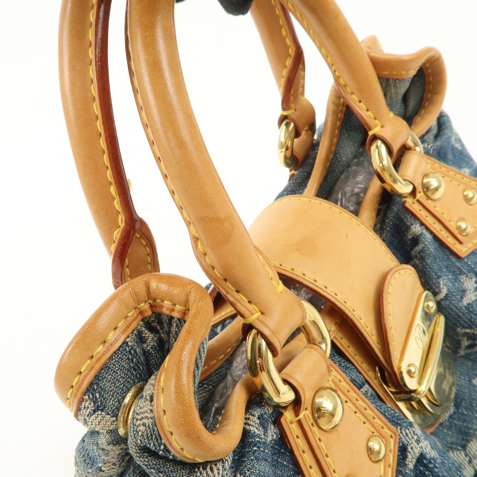 Louis Vuitton Monogram Denim Pleaty Hand Bag Blue M95020