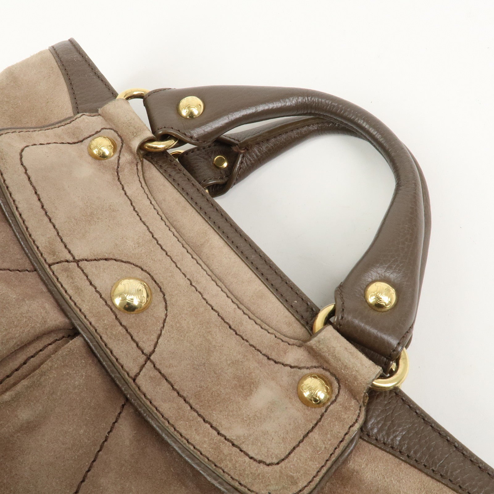 CELINE Boogie Bag Suede Leather Hand Bag Beige Brown
