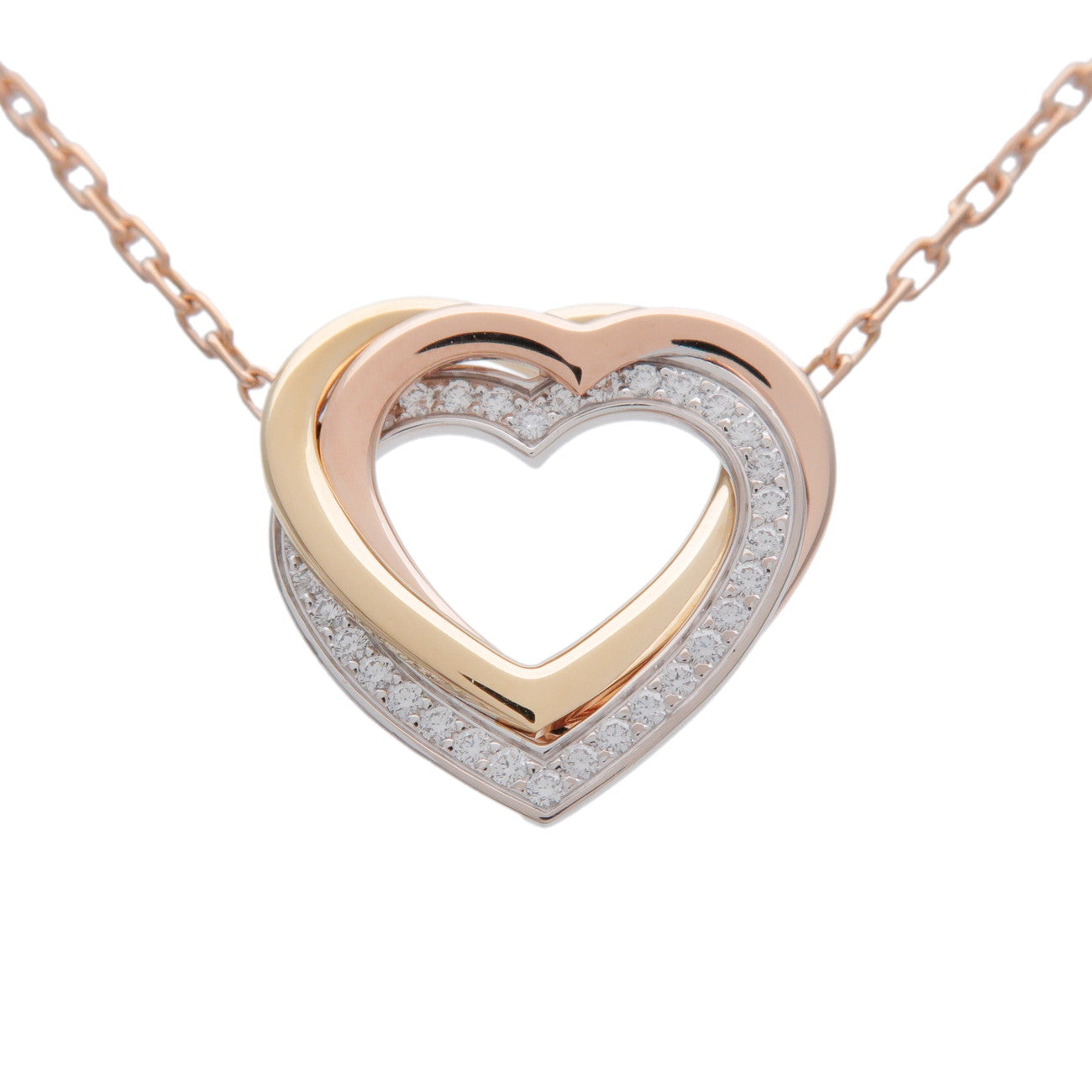 Cartier Trinity Diamond Heart Necklace K18 750PG/YG/WG