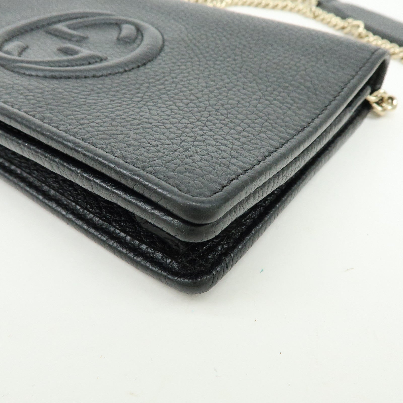 GUCCI SOHO Interlocking G Chain Shoulder Wallet Bag Black 598211