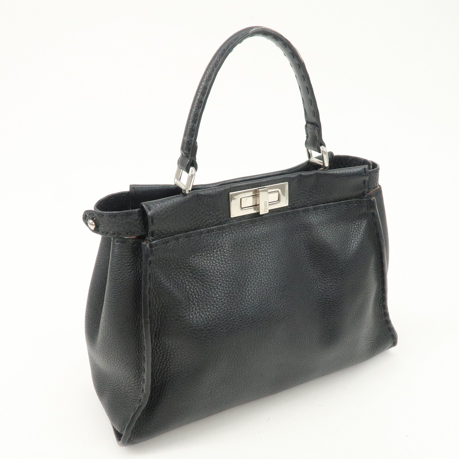 FENDI Selleria Peekaboo Regular Leather 2Way Shoulder Bag 8BN290 Used