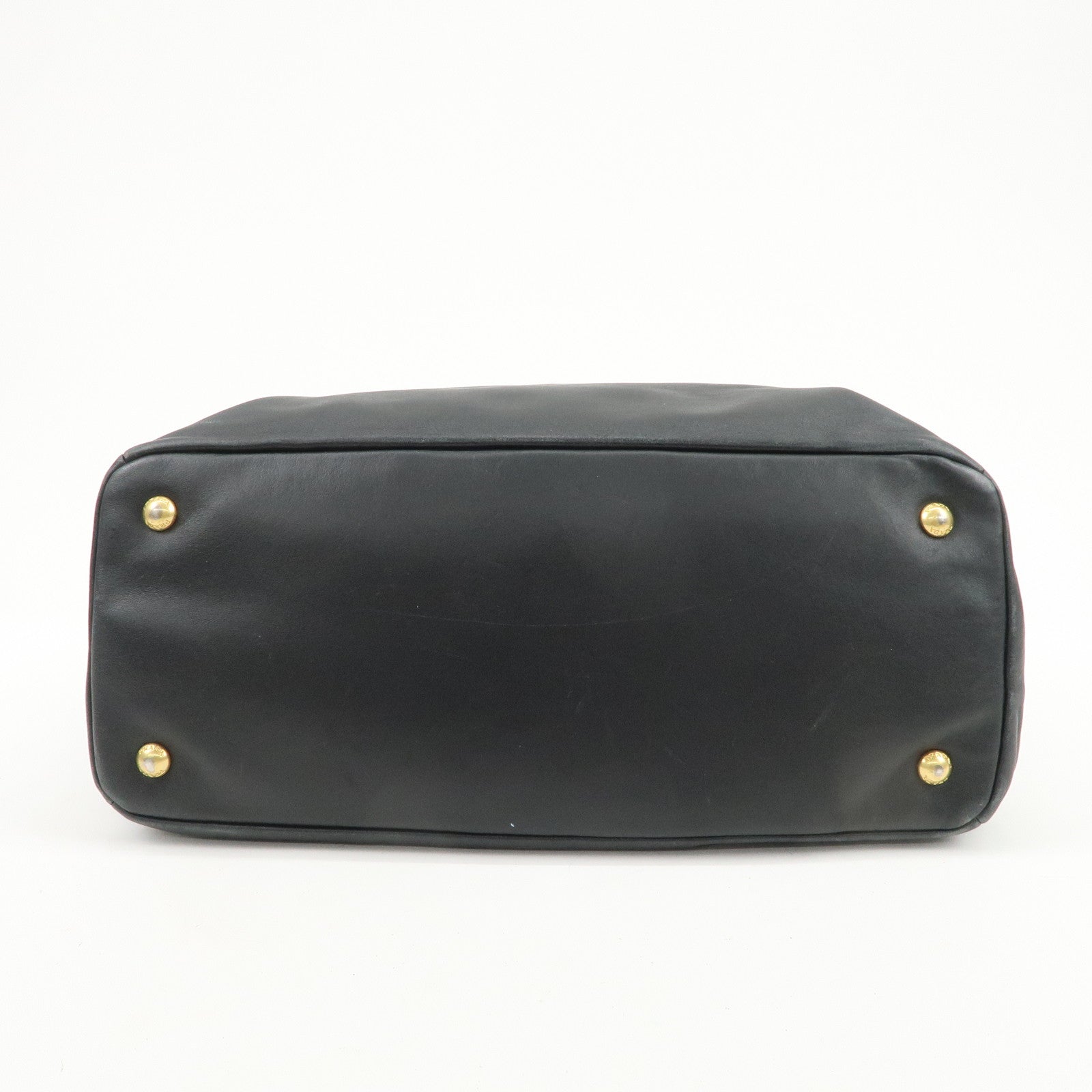 PRADA Logo Leather 2Way Hand Bag Tote Bag Shoulder Bag Black BN2151