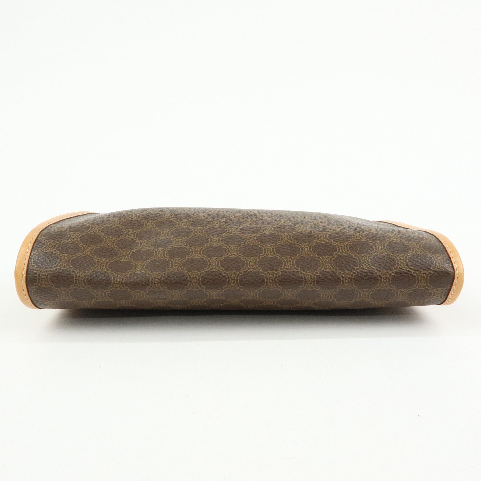 CELINE Macadam PVC Coated Canvas Leather Clutch Bag Pouch Brown