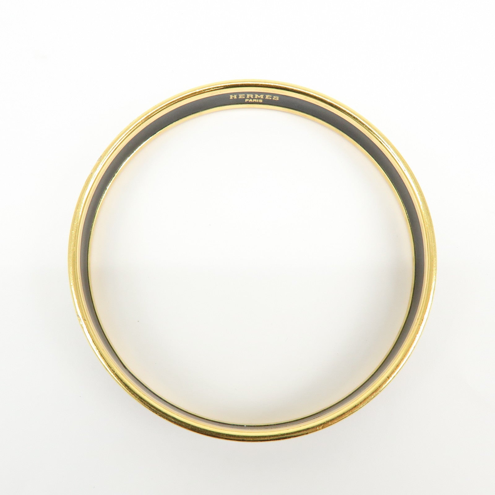 HERMES Email PM Gold Plated Bangle Bracelet Dark Navy Multicolor