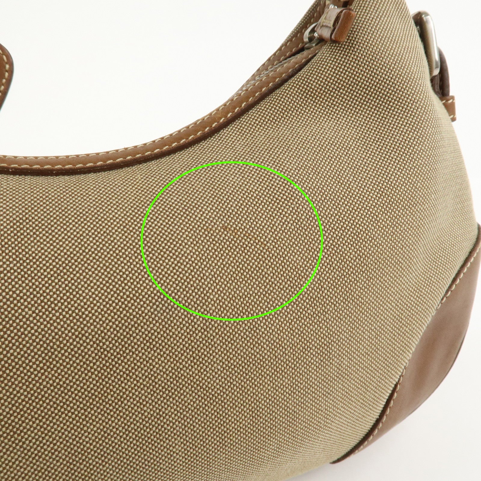 PRADA Logo Jacquard Leather Shoulder Bag Beige Brown BR3429