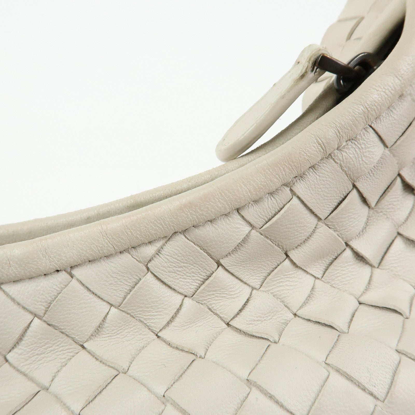 BOTTEGA VENETA Hobo Intrecciato Leather Shoulder Bag Ivory 232499