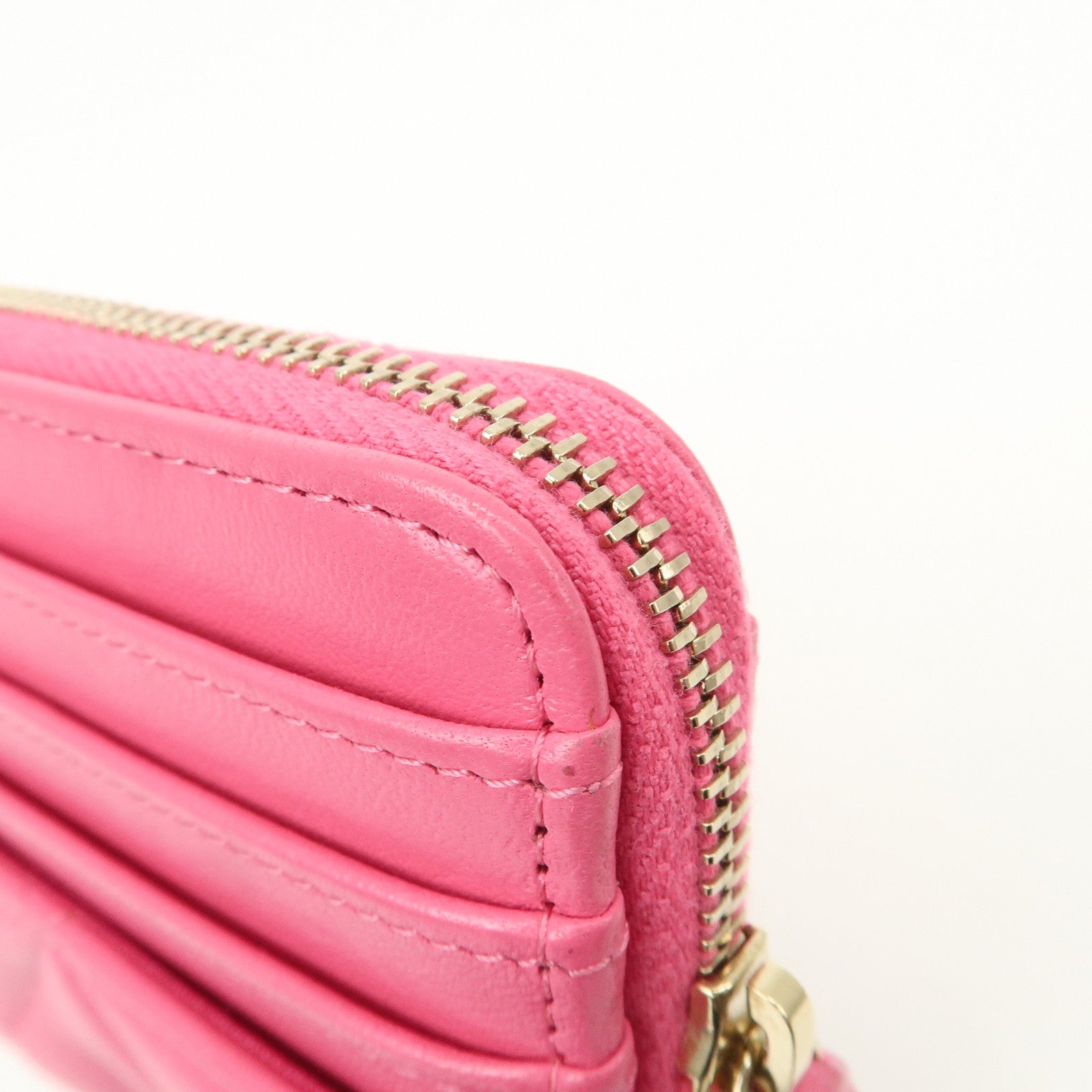 CHANEL Matelasse Leather Zippy Coin Wallet Coin Purse Pink AP2086