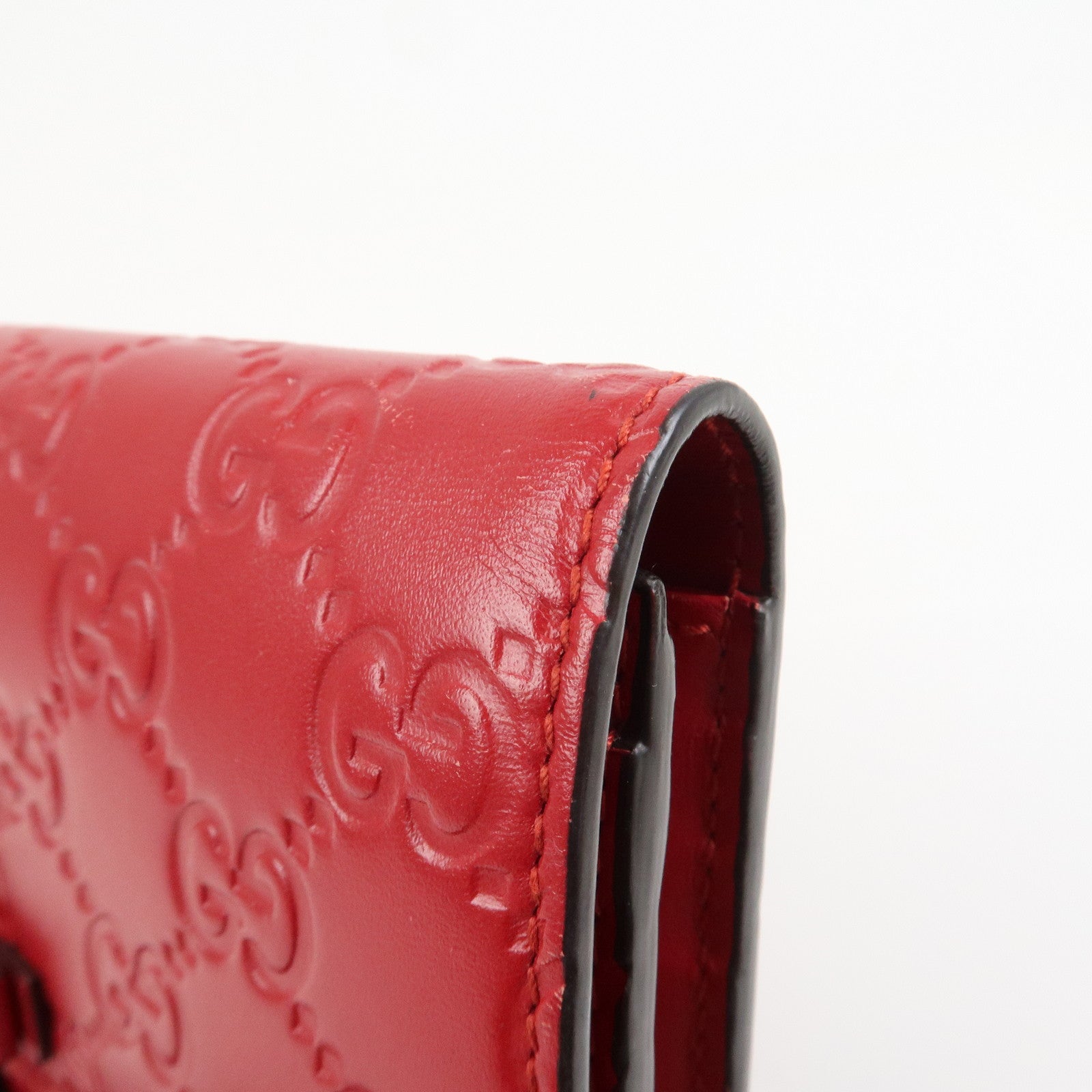 GUCCI Guccissima Interlocking G Flap Long Wallet Red 388679
