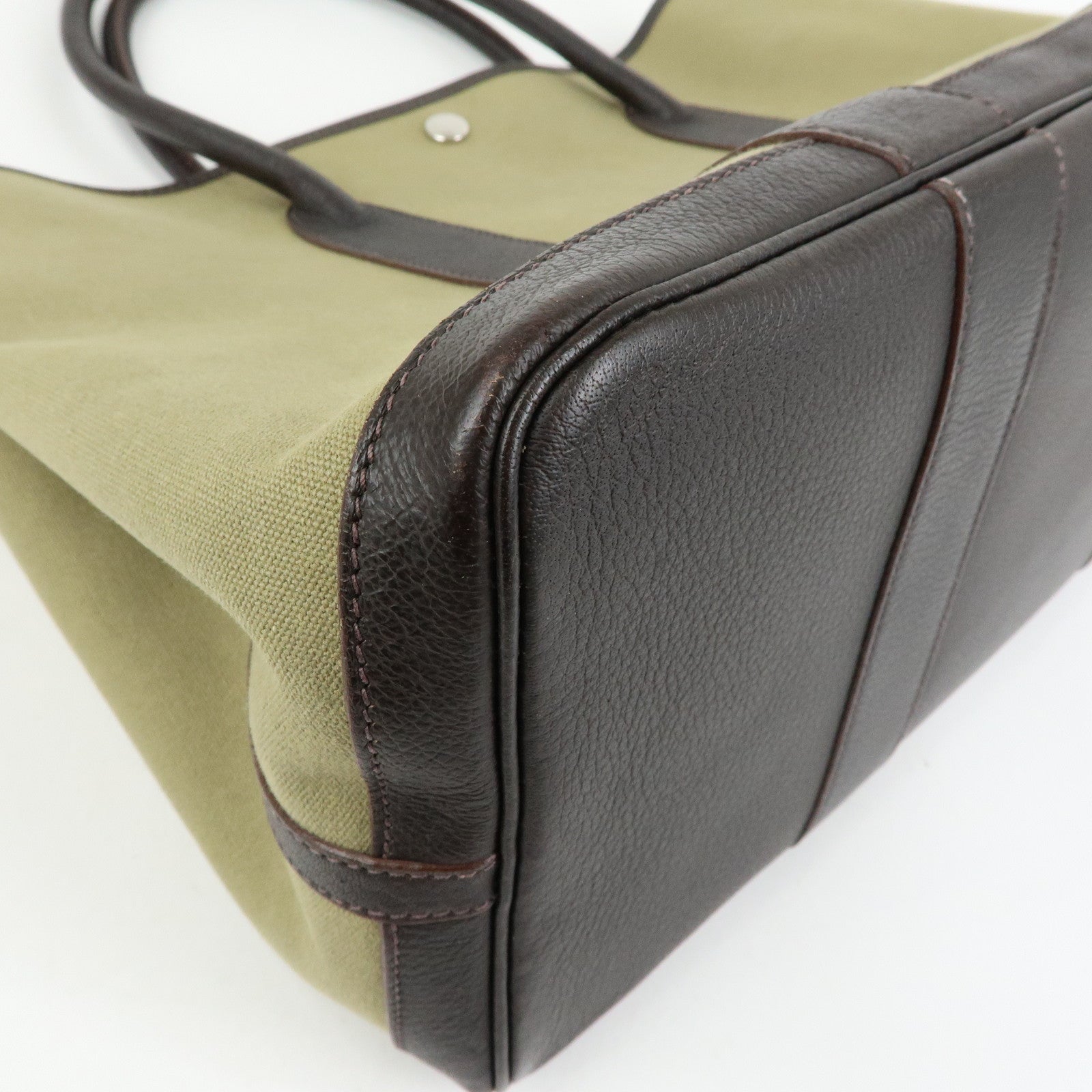 HERMES Toile Ash Negonda Garden Party PM □F Stamped Tote Bag Khaki