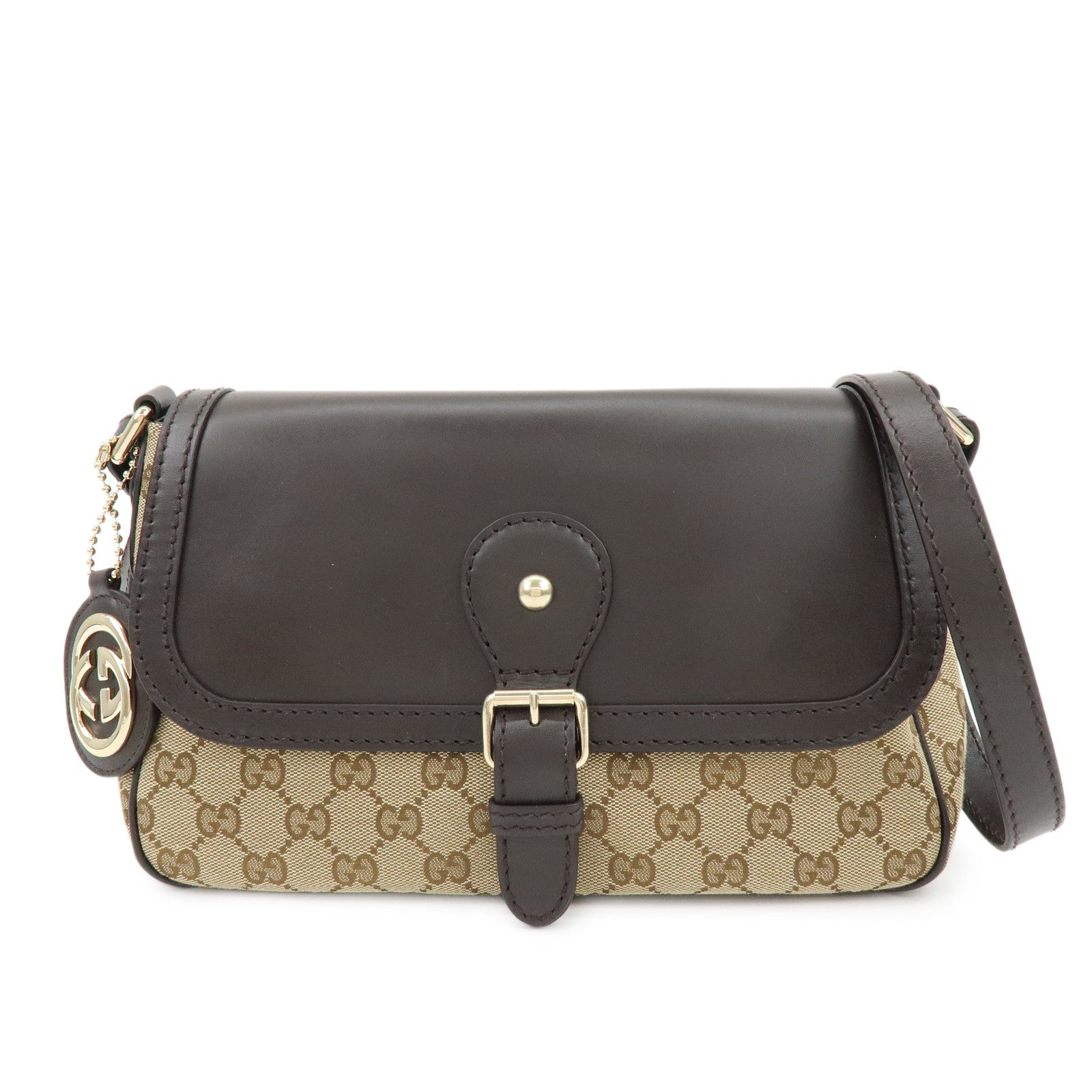 GUCCI Sukey Interlocking G GG Canvas Leather Shoulder Bag 308452