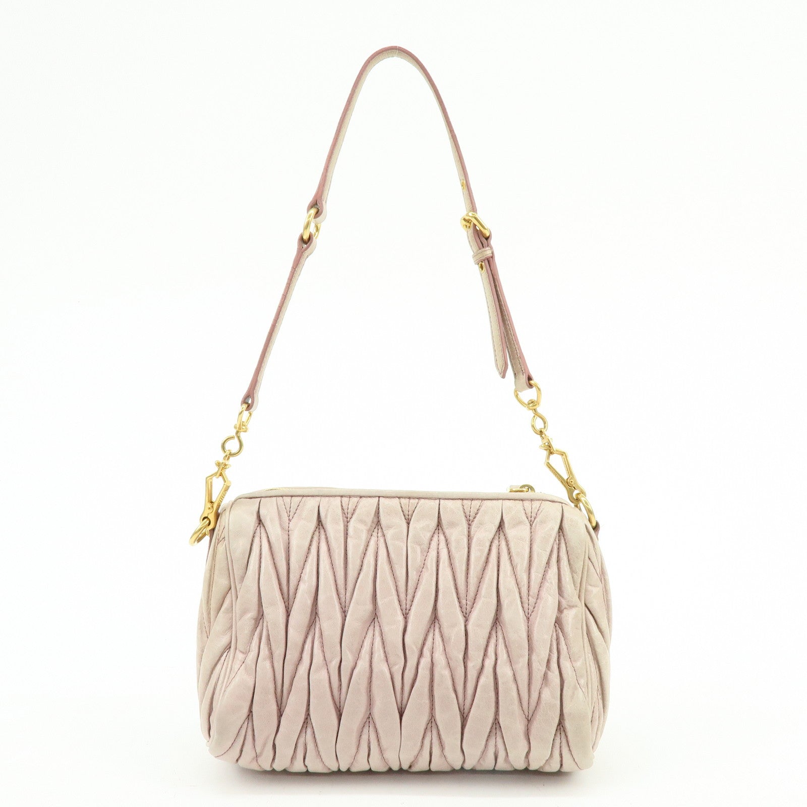 MIU MIU Matelasse Shoulder Bag Hand Bag Pink Beige 5N1521