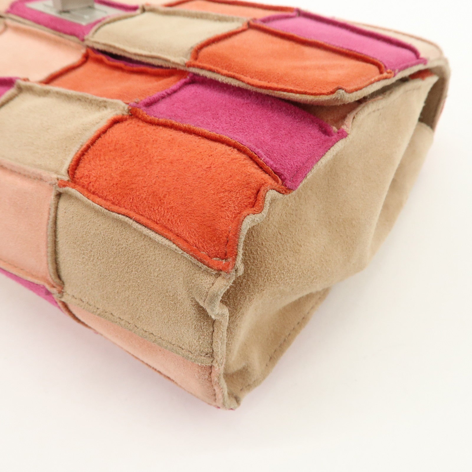CHANEL 2.55 Suede Patchwork Chain Shoulder Bag Multicolor A14528