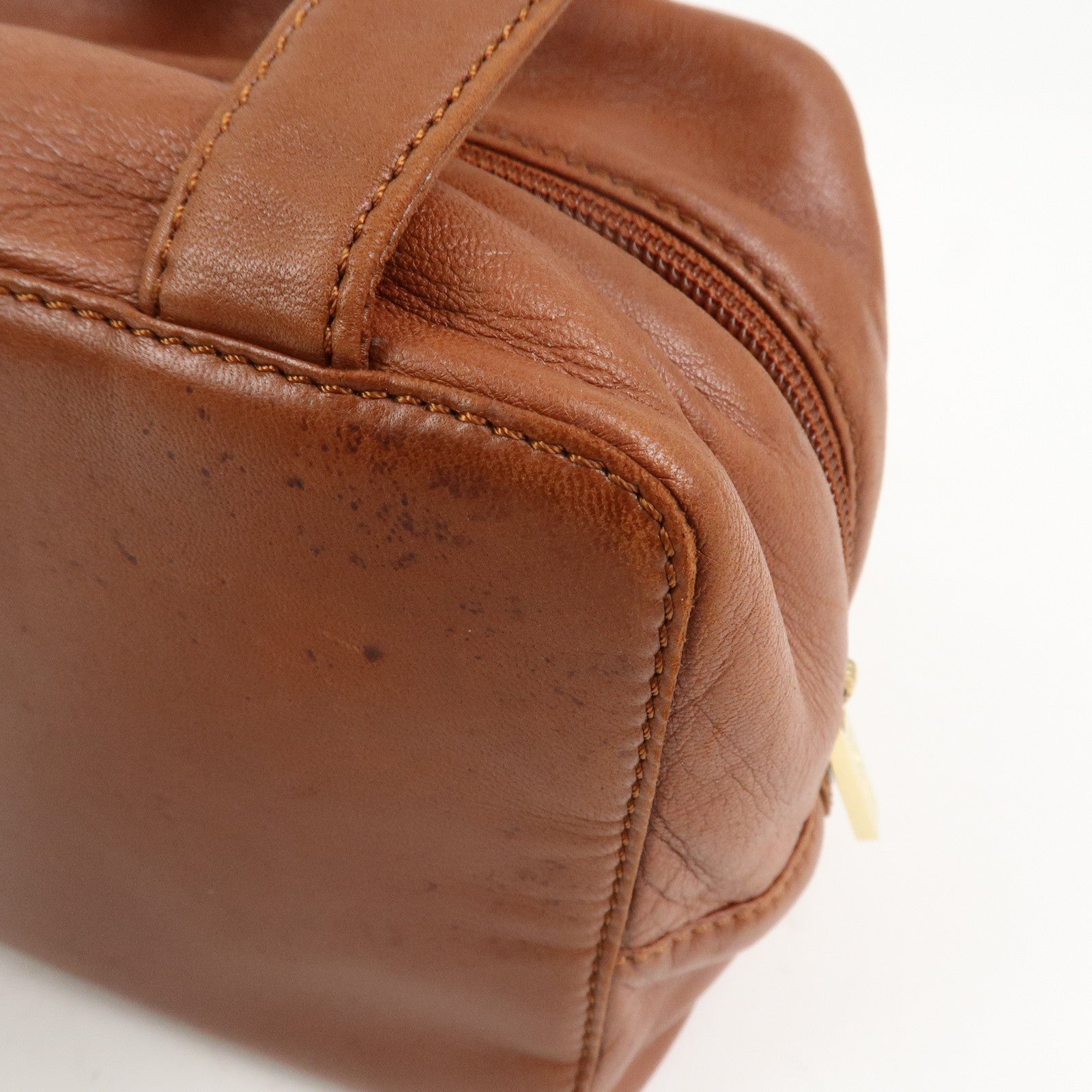 LOEWE Anagram Logo Leather Hand Bag Boston Bag Brown