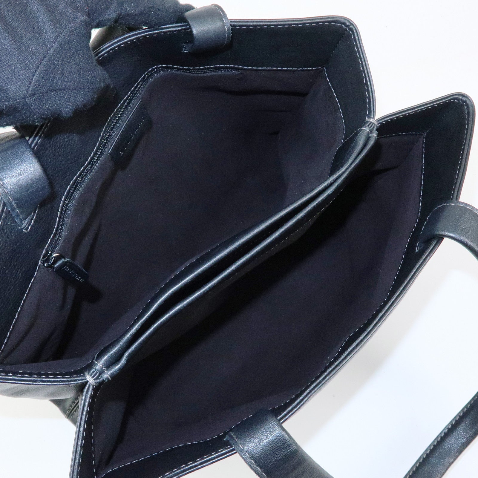 BVLGARI Leather Tote Bag Hand Bag Shoulder Bag Black