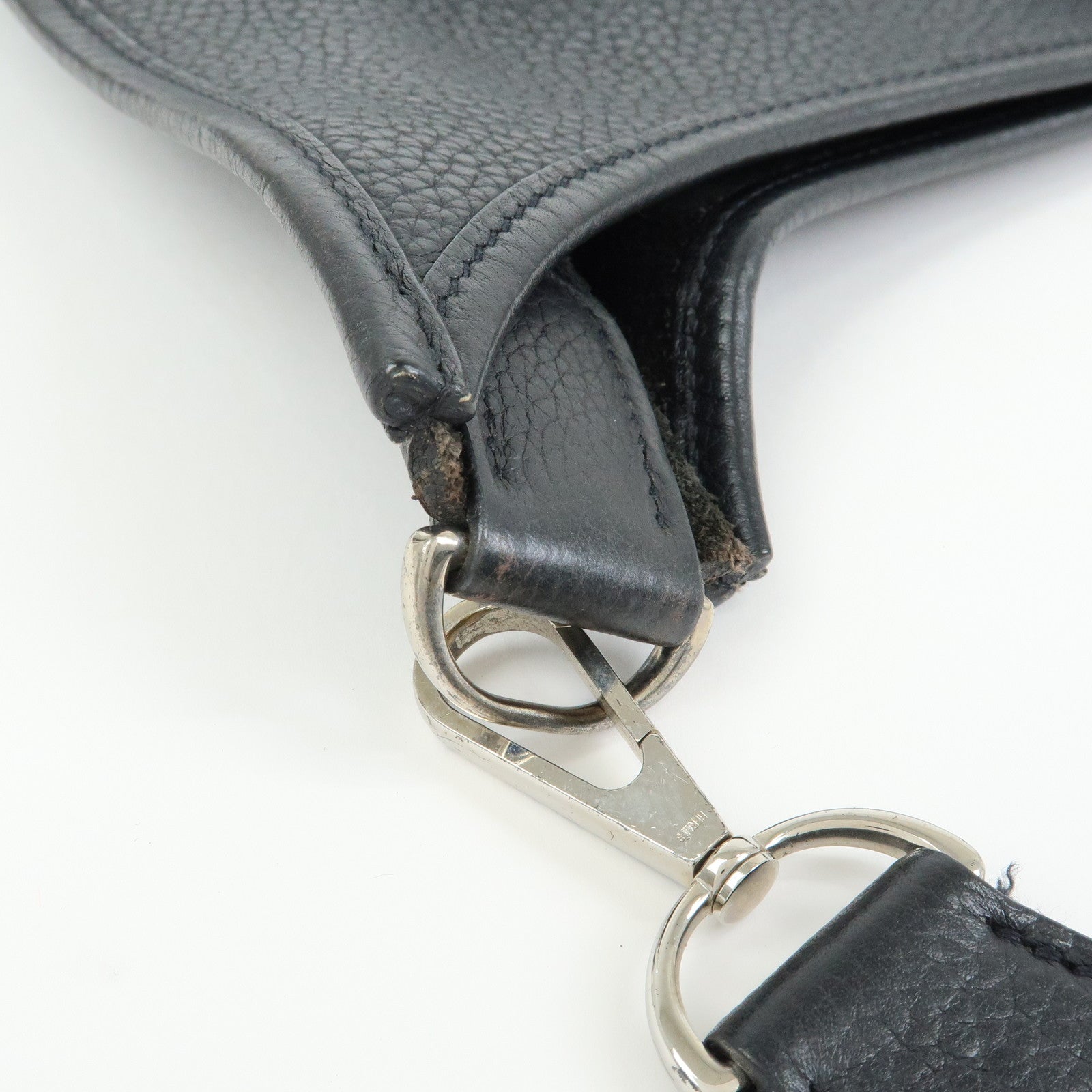 HERMES Evelyne Taurillon Leather Shoulder Bag □J Stamped Black
