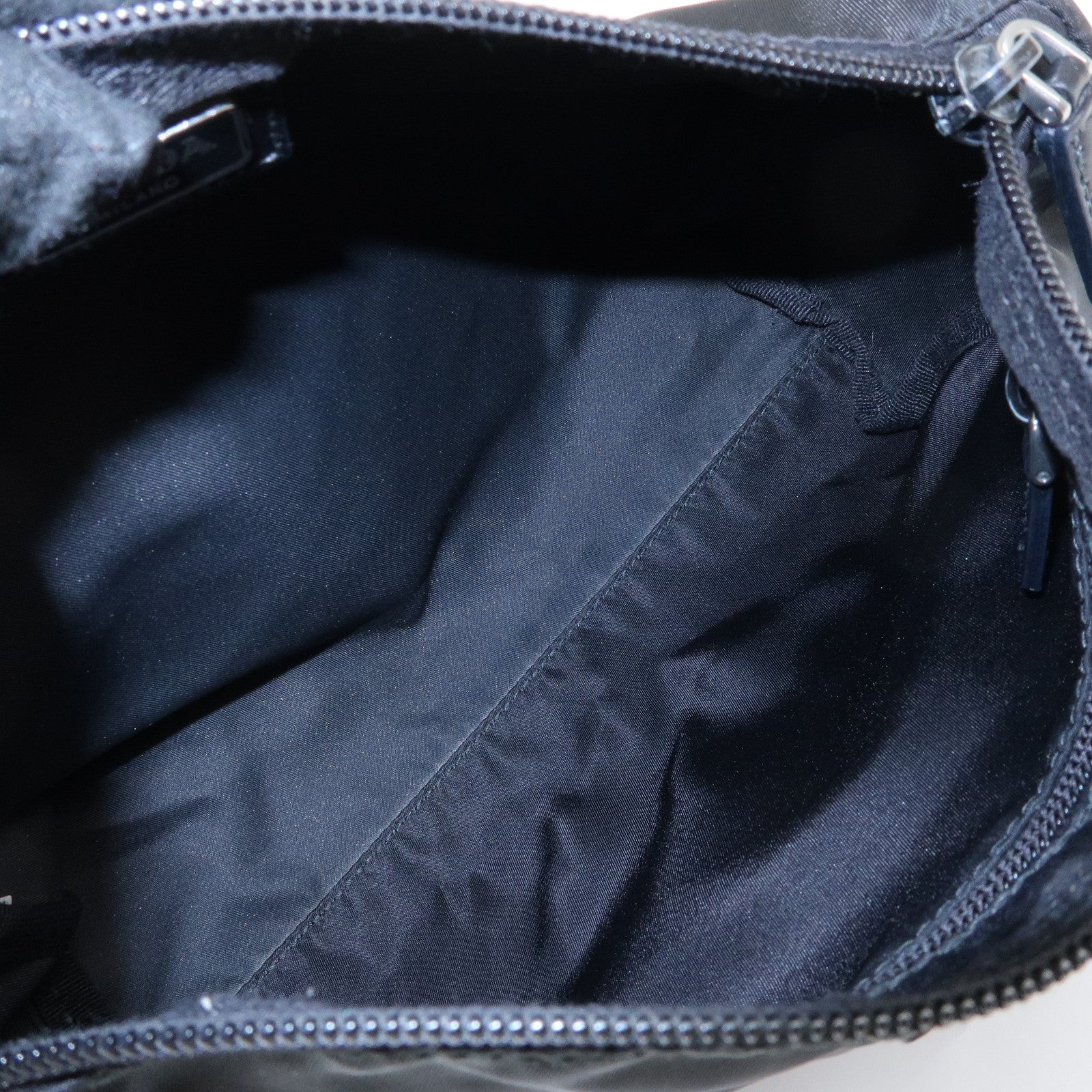 PRADA Triangle Logo Nylon Cosmetic Pouch Makeup Bag Black