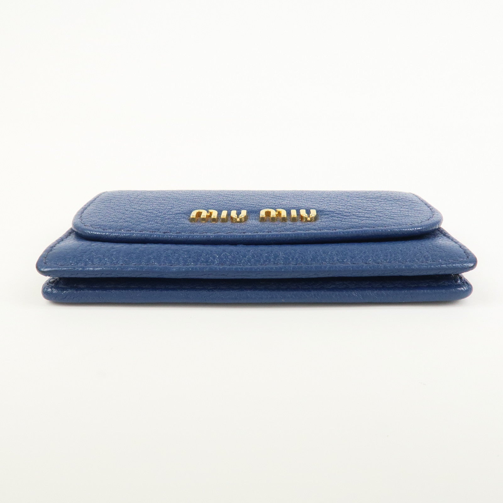 MIU MIU Leather Card Case Card Holder Fragment Case Blue 5M1122