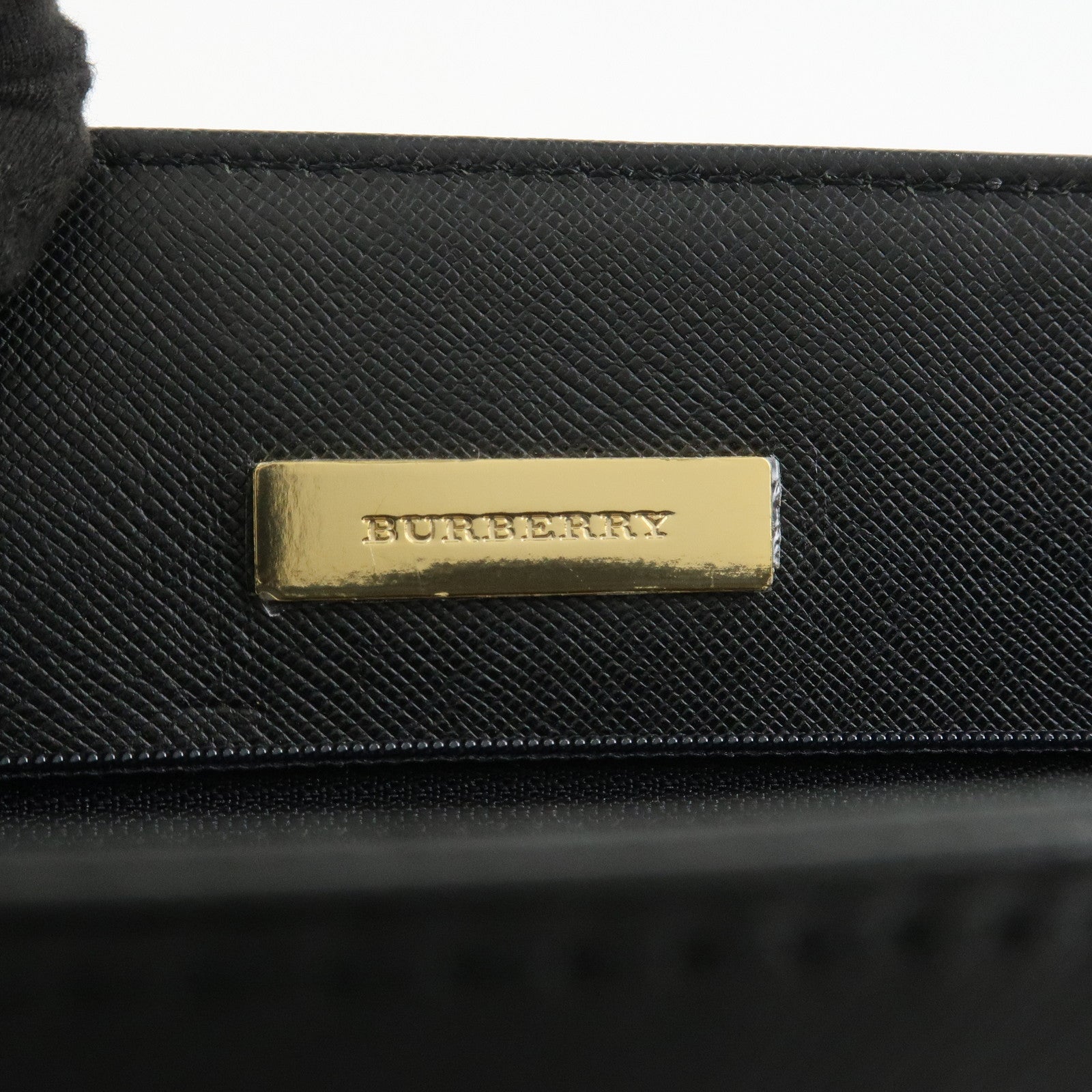 BURBERRY Logo Leather Hand Bag Black