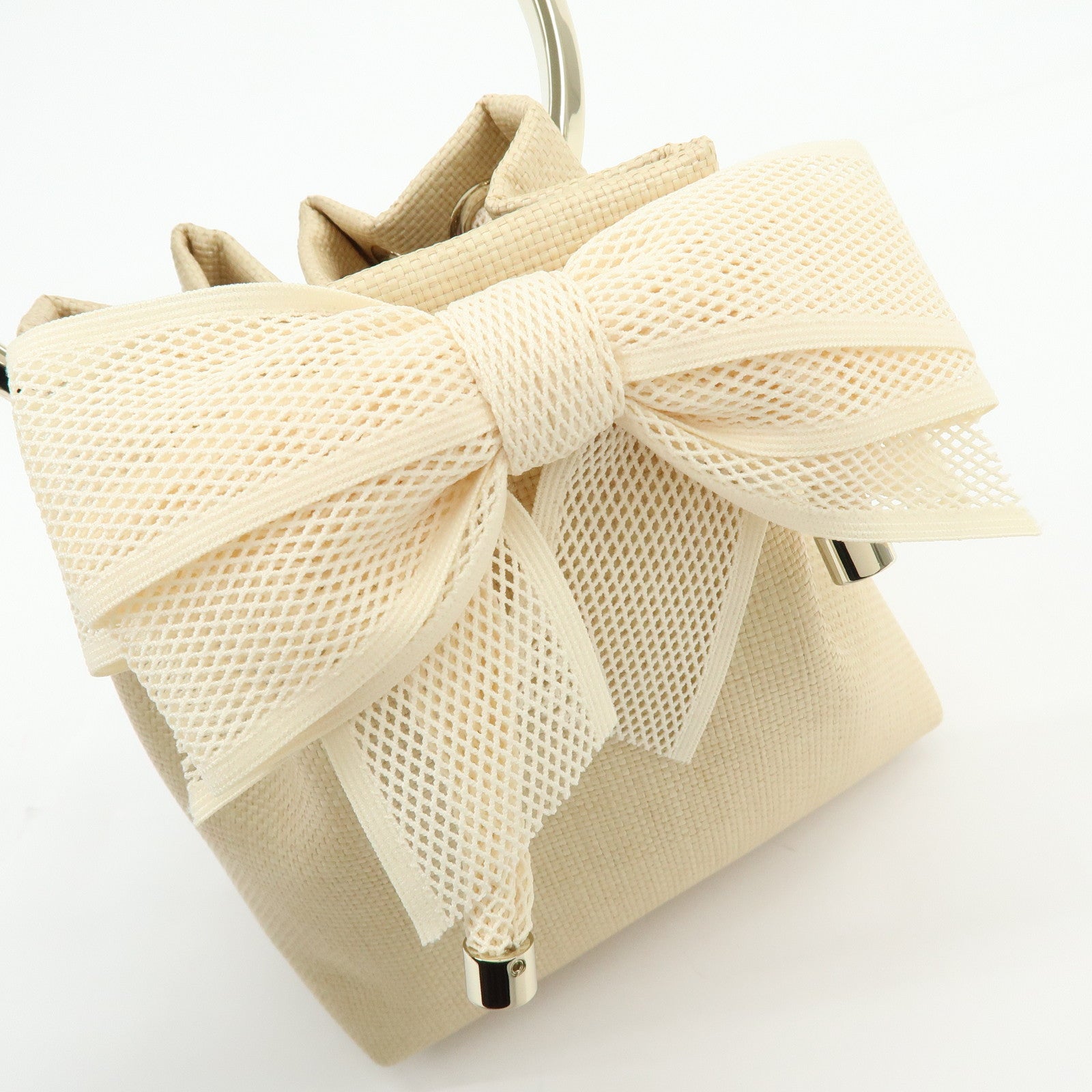 JIMMY CHOO Bon Bon Raffia 2Way Bag Chain Shoulder Bag Natural