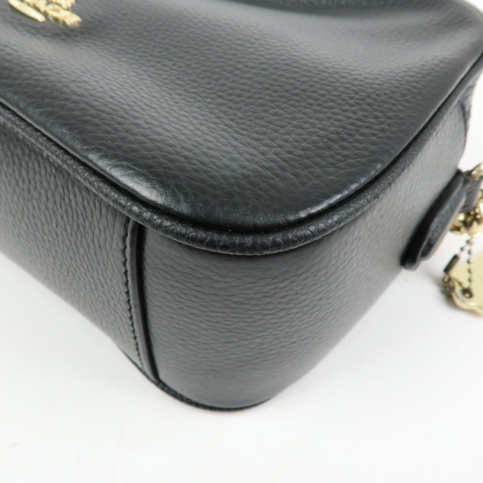 COACH Logo Leather Shoulder Crossbody Bag Black