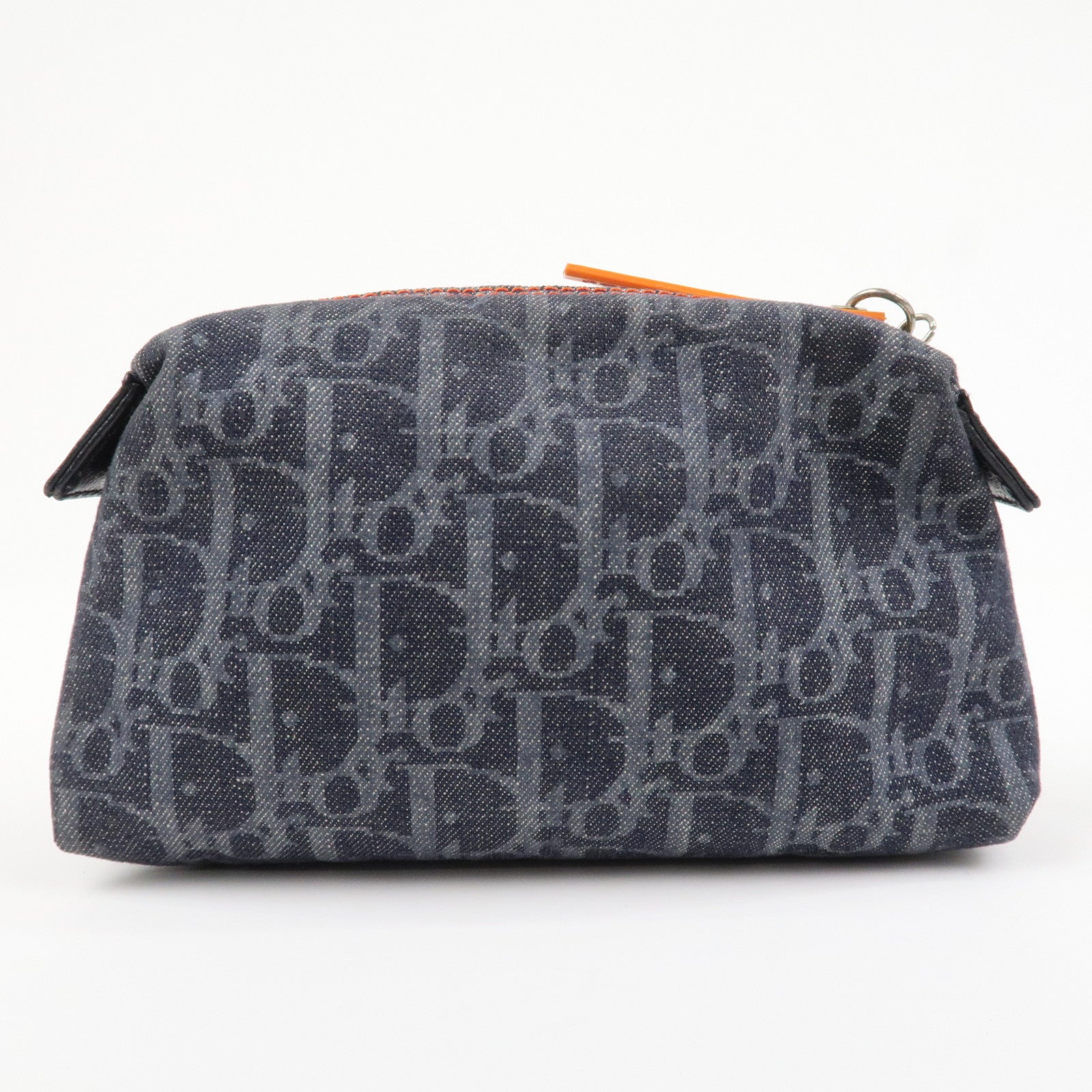 Christian Dior Denim Cosmetic Pouch Indigo Blue Orange