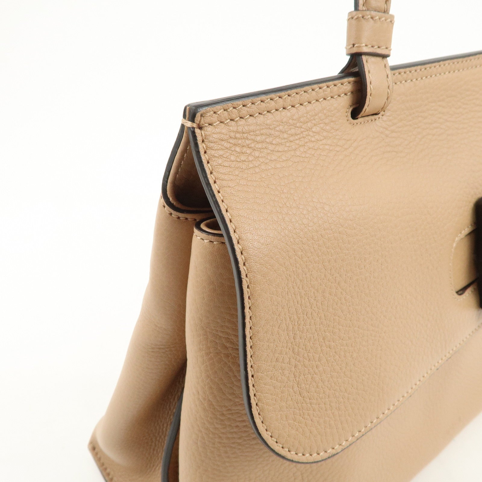 GUCCI Bamboo Leather 2WAY Bag Hand Bag Shoulder Bag Beige 392013