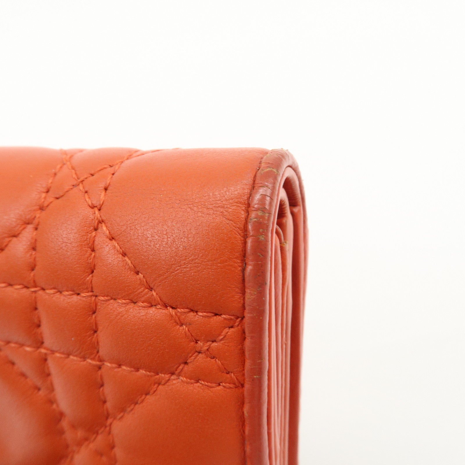 Christian Dior Lady Dior Cannage Leather Tri-fold Compact Wallet