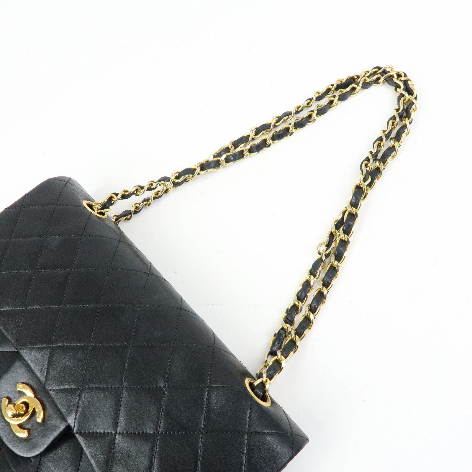 CHANEL Matelasse 25 Double Flap Chain Shoulder Bag Black A01112