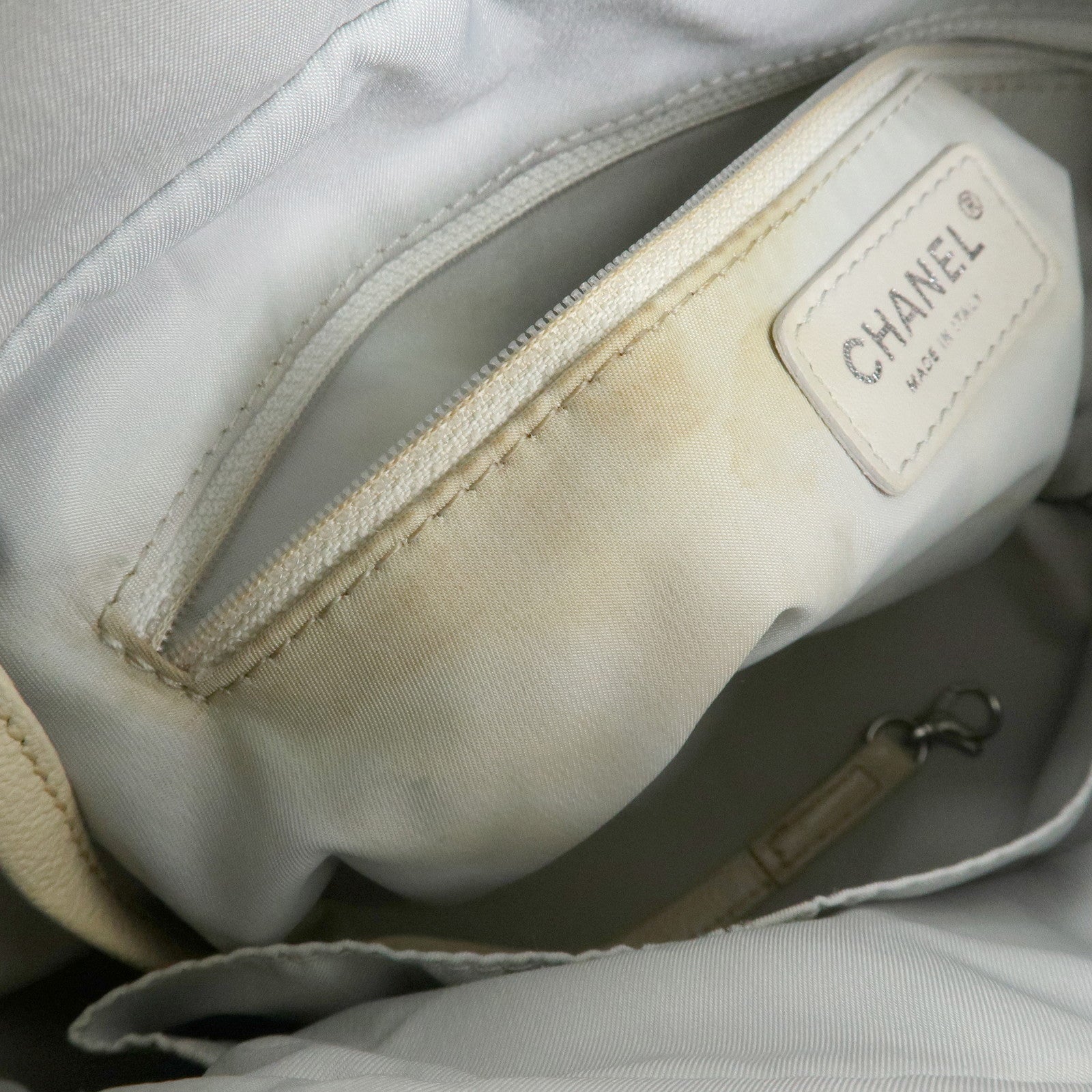 CHANEL Paris Biarritz PM Coated Canvas Leather Tote Bag Gray A34208