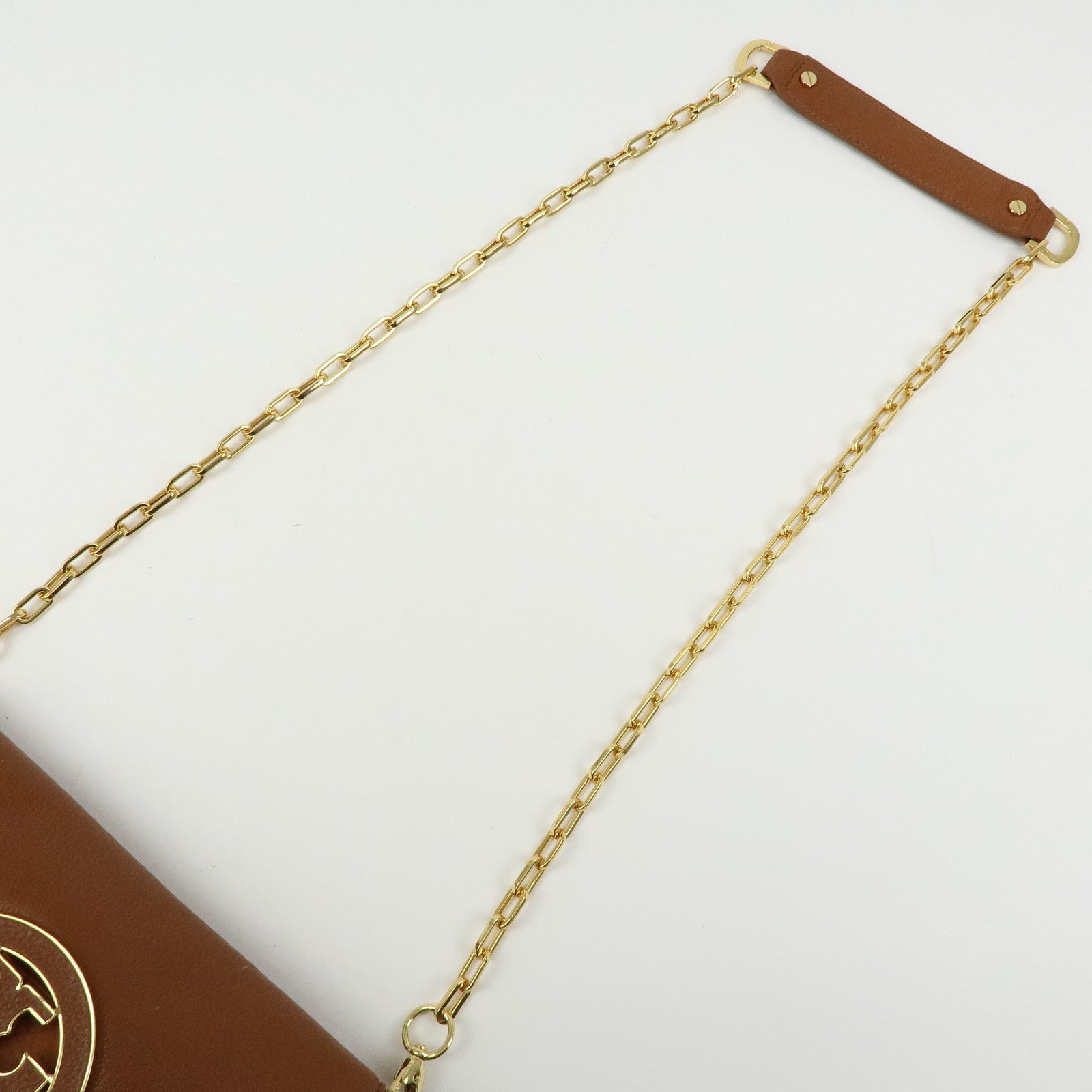 TORY BURCH Leather Flap Shoulder Bag Crossbody Bag Clutch Brown
